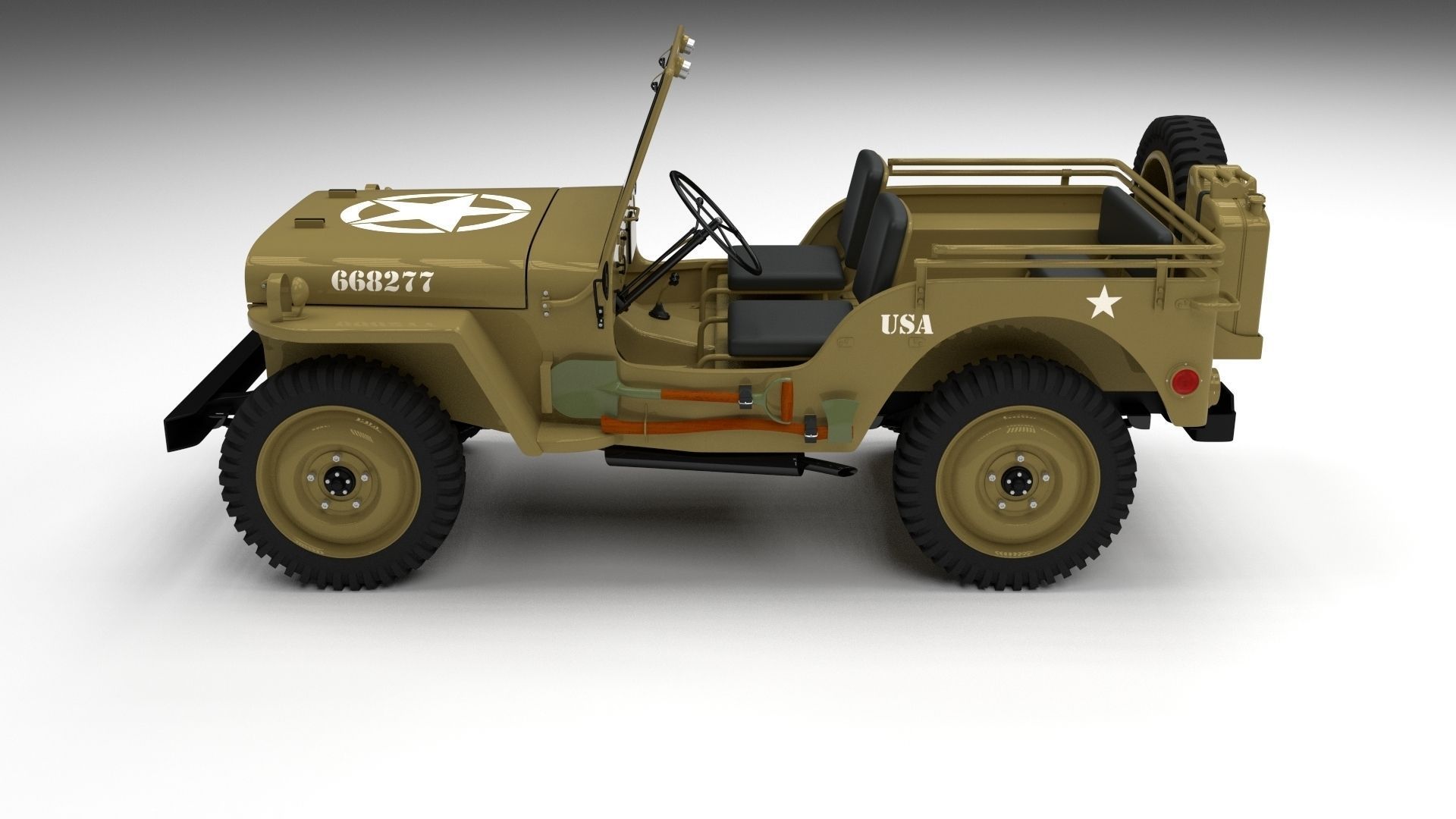 Full w chassis Jeep Willys MB Military Desert HDRI 3D model_46