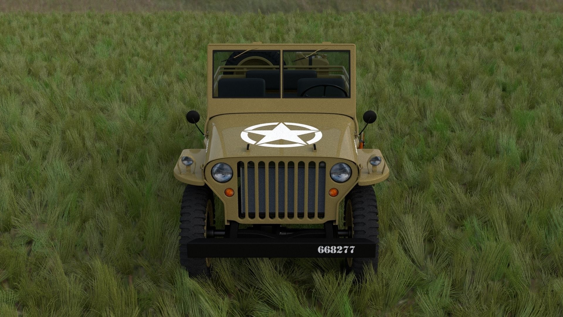 Full w chassis Jeep Willys MB Military Desert HDRI 3D model_3