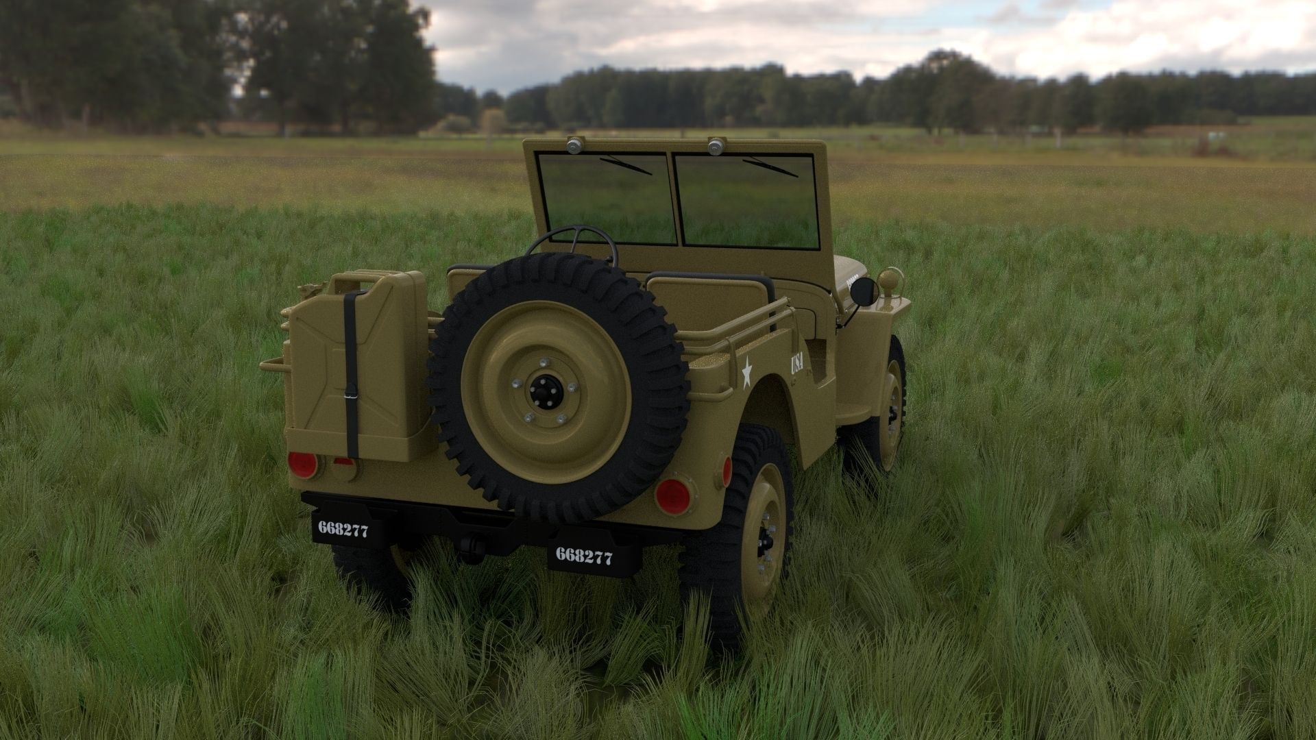 Full w chassis Jeep Willys MB Military Desert HDRI 3D model_62