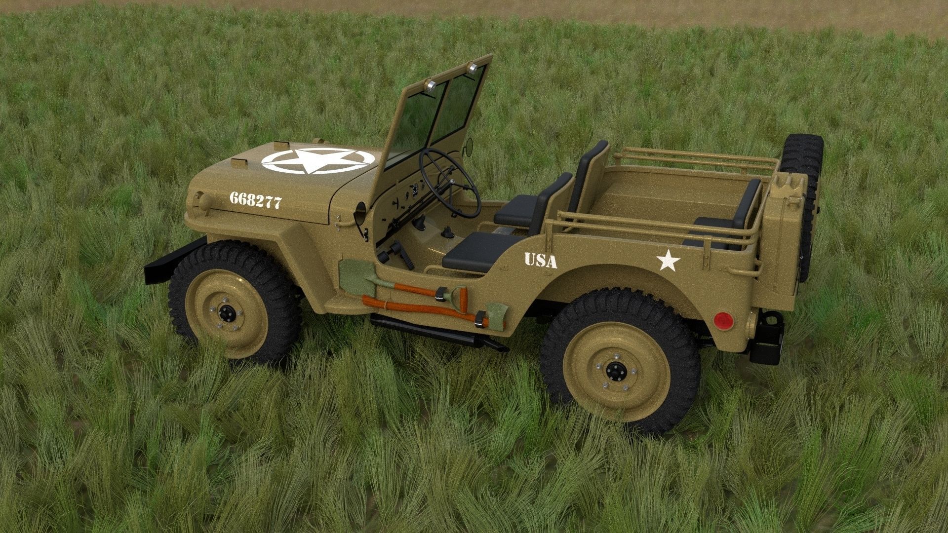 Full w chassis Jeep Willys MB Military Desert HDRI 3D model_56