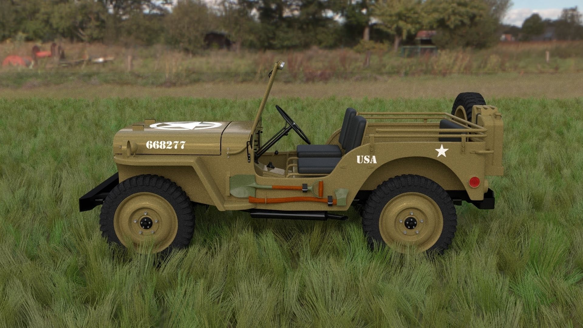 Full w chassis Jeep Willys MB Military Desert HDRI 3D model_55