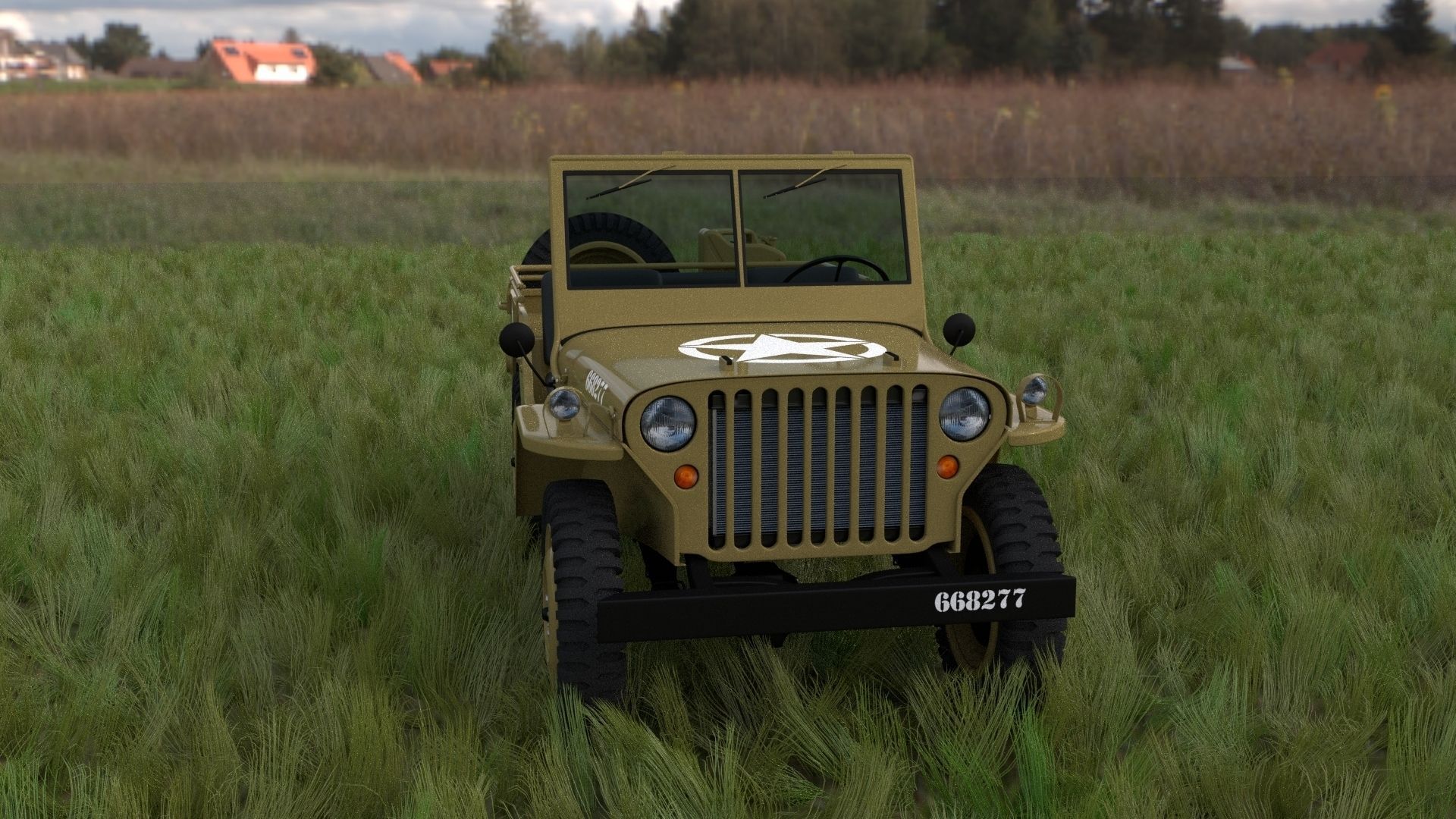 Full w chassis Jeep Willys MB Military Desert HDRI 3D model_10