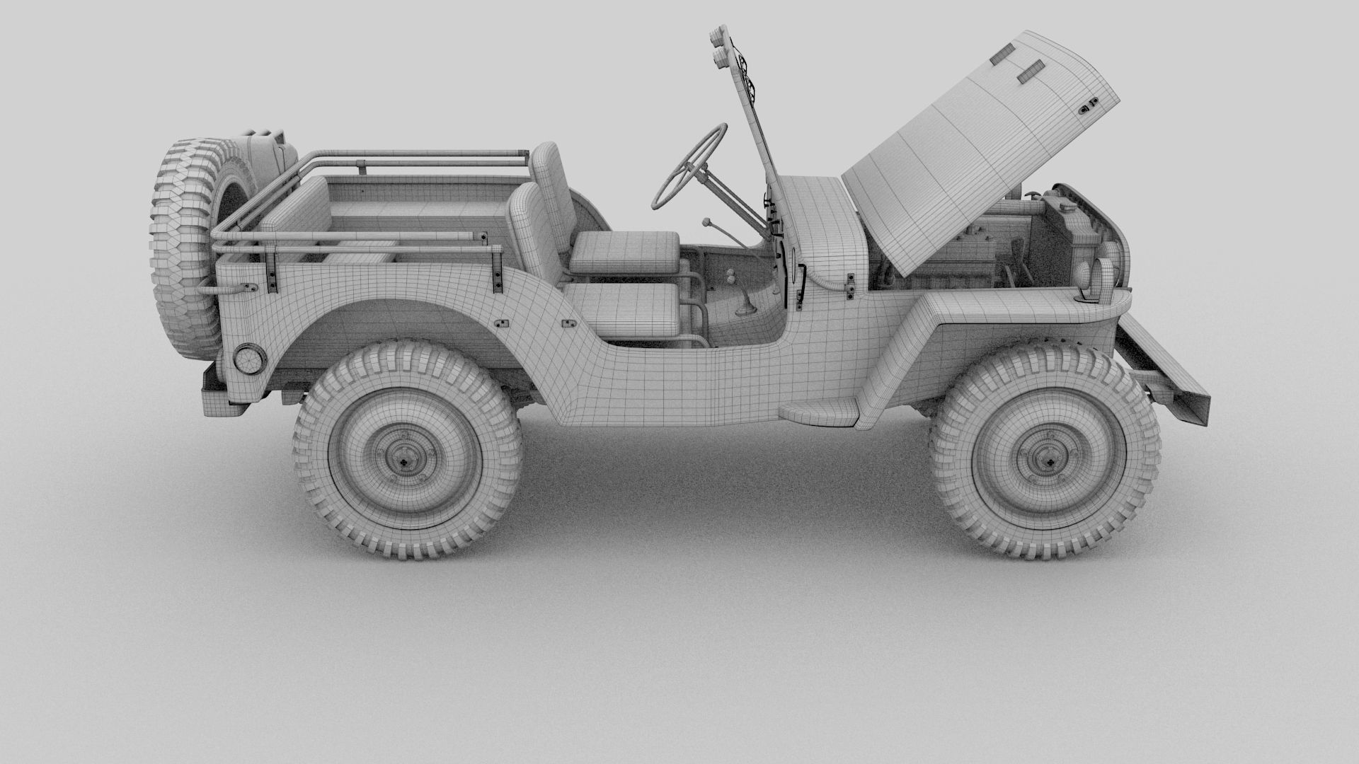 Full w chassis Jeep Willys MB Military Desert HDRI 3D model_78