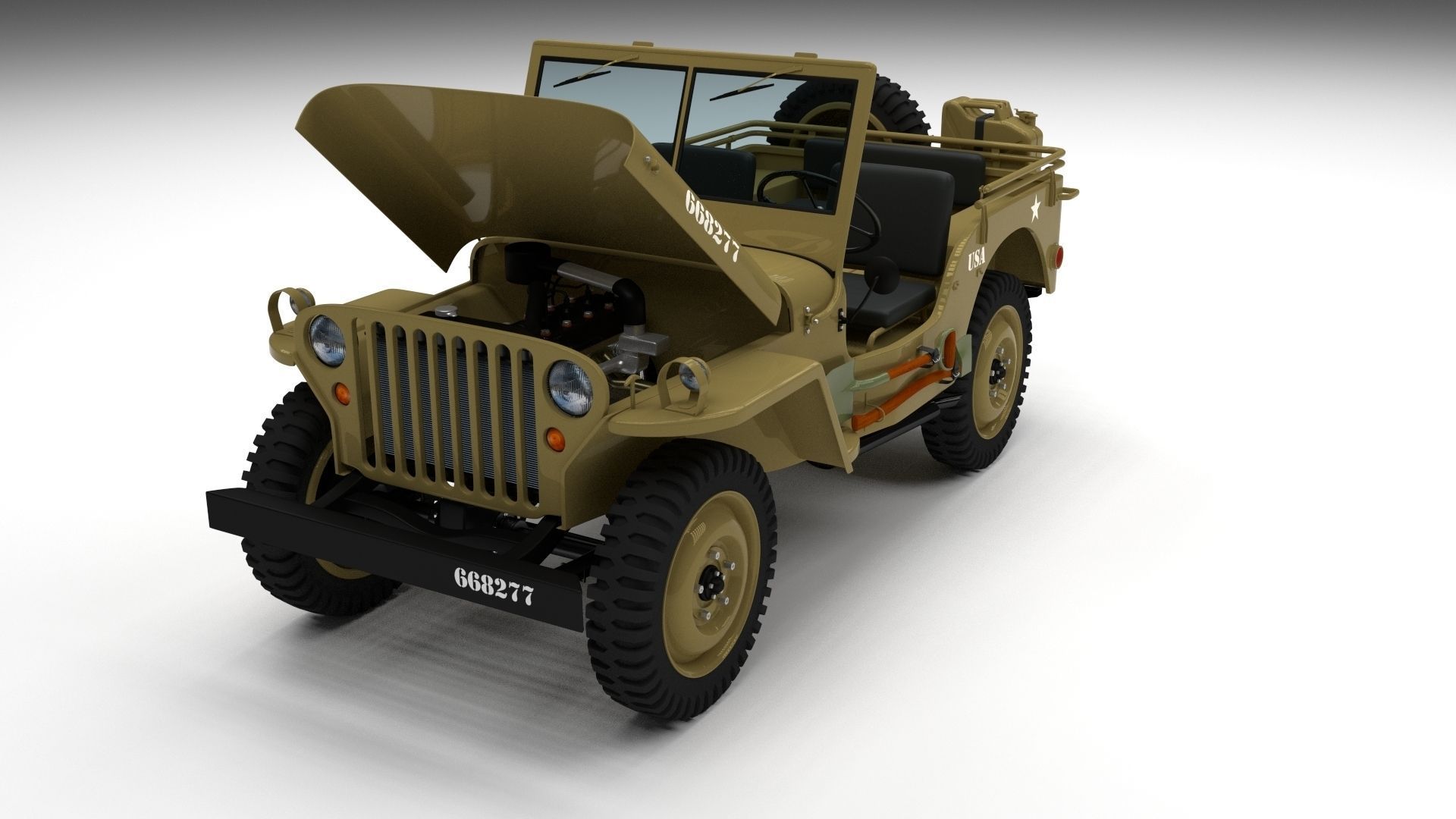 Full w chassis Jeep Willys MB Military Desert HDRI 3D model_6