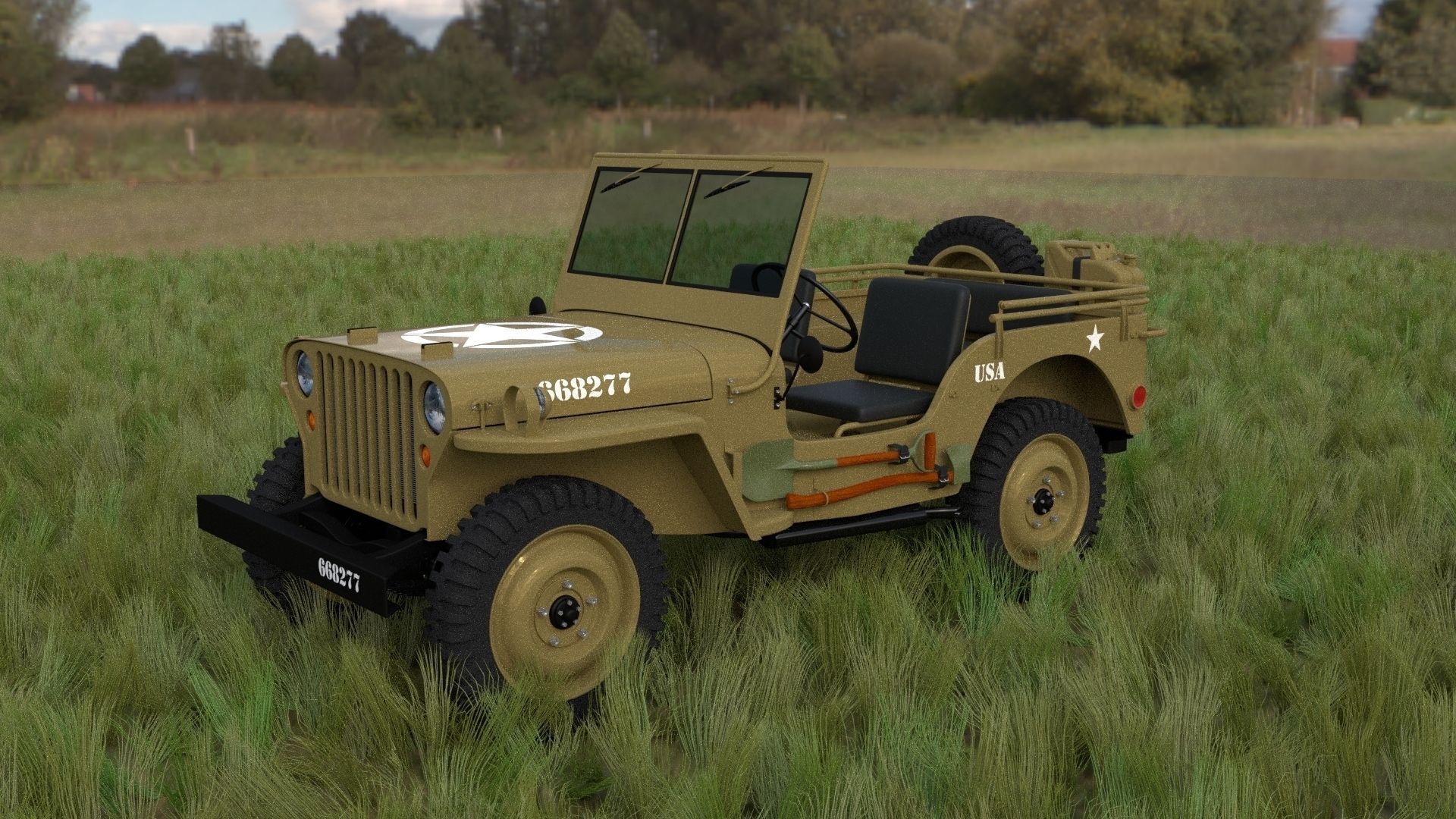 Full w chassis Jeep Willys MB Military Desert HDRI 3D model_49