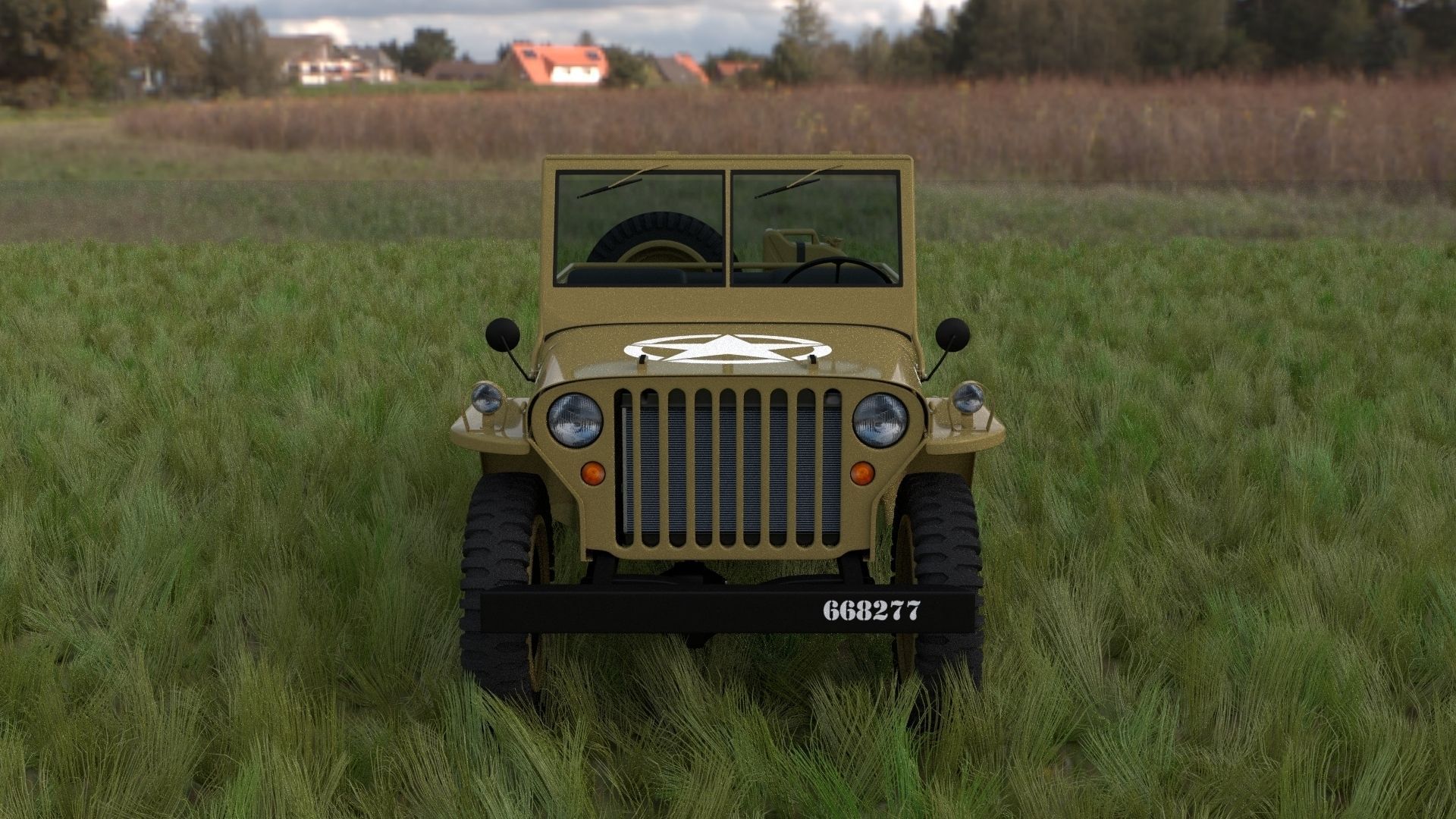 Full w chassis Jeep Willys MB Military Desert HDRI 3D model_38
