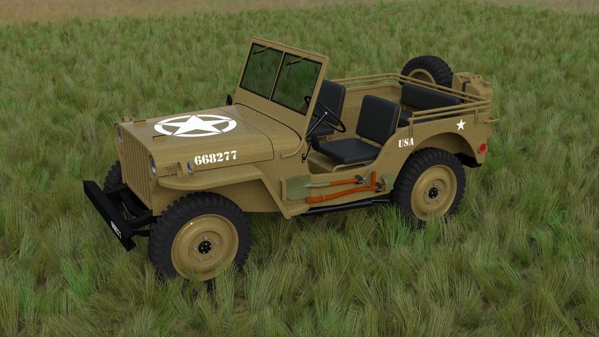 Full w chassis Jeep Willys MB Military Desert HDRI 3D model_20