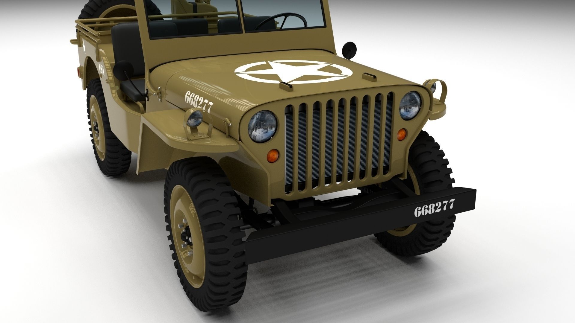 Full w chassis Jeep Willys MB Military Desert HDRI 3D model_73