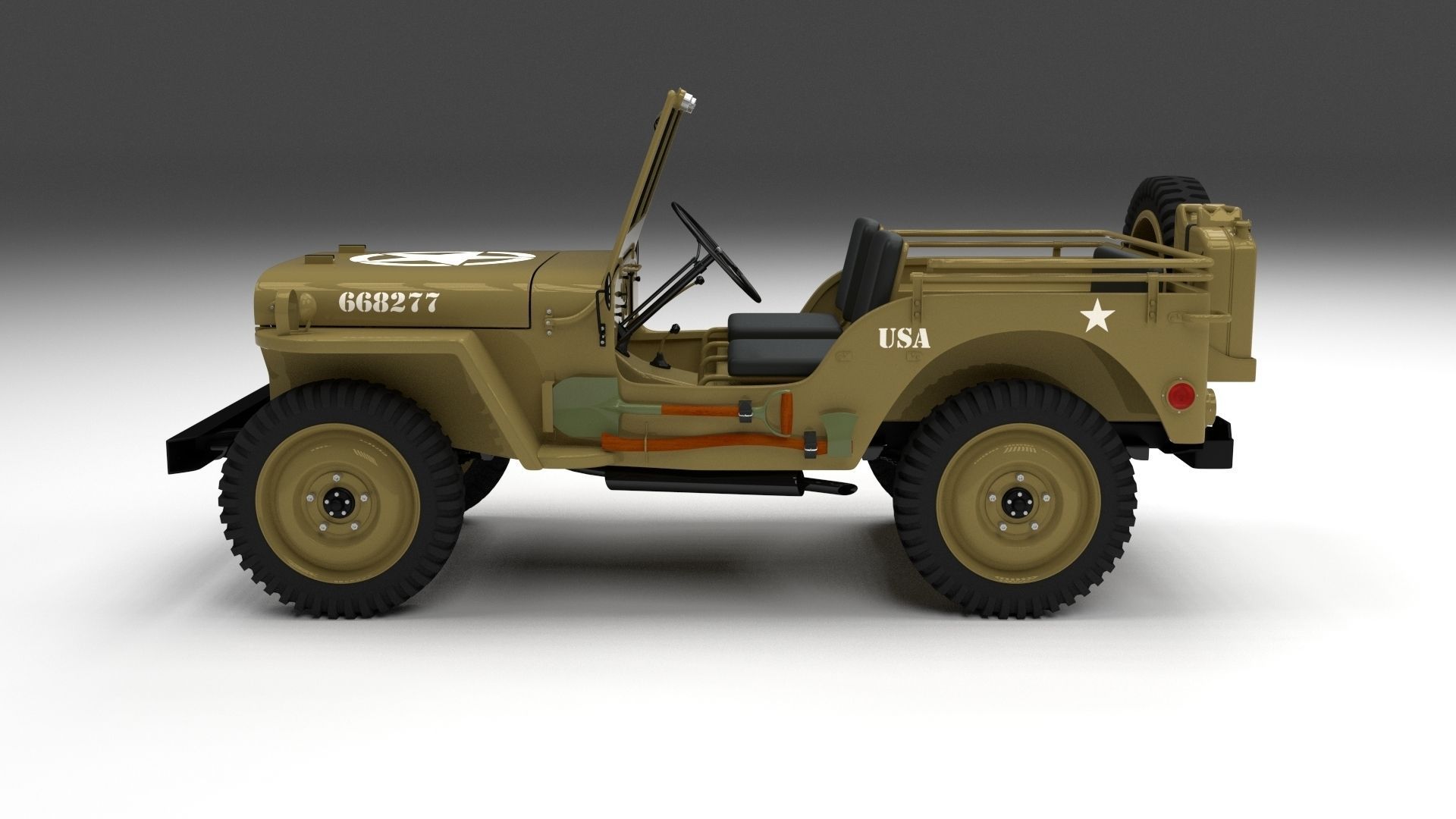 Full w chassis Jeep Willys MB Military Desert HDRI 3D model_24