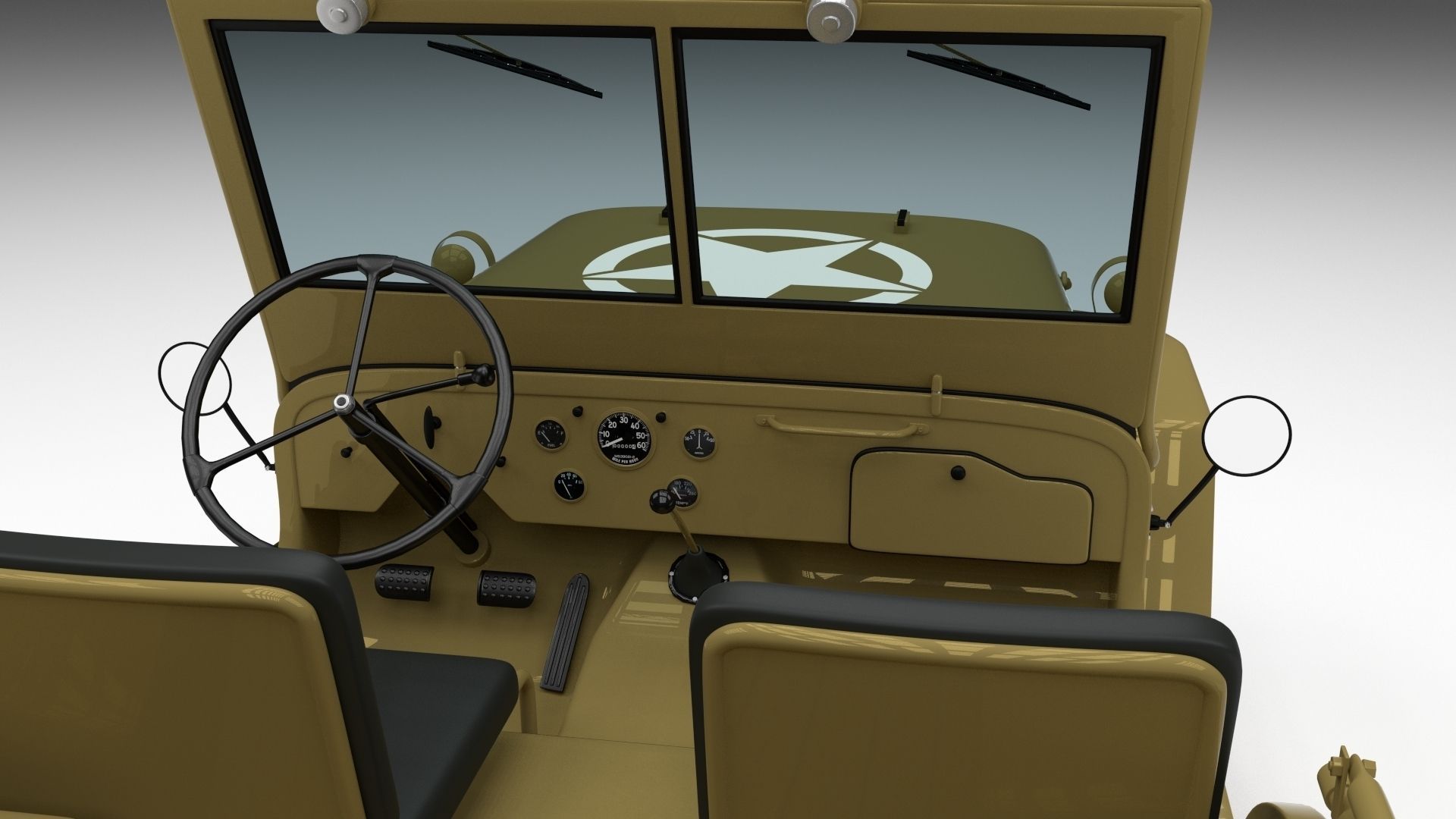Full w chassis Jeep Willys MB Military Desert HDRI 3D model_59