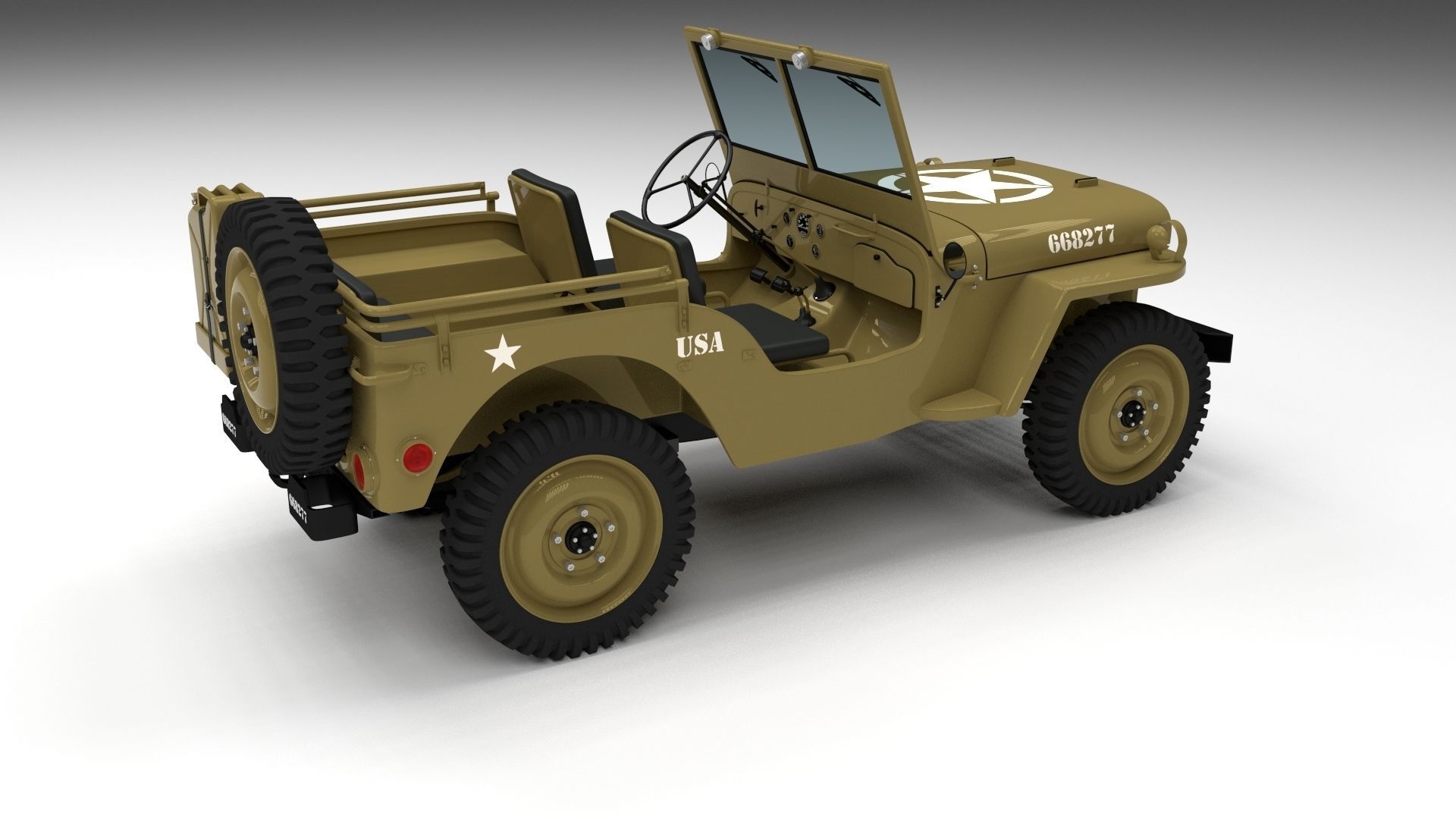 Full w chassis Jeep Willys MB Military Desert HDRI 3D model_57