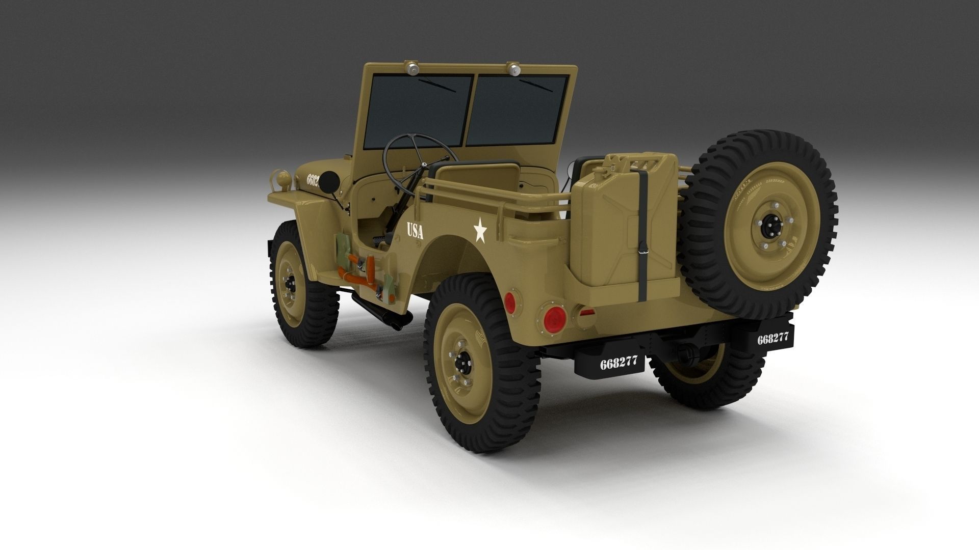 Full w chassis Jeep Willys MB Military Desert HDRI 3D model_68