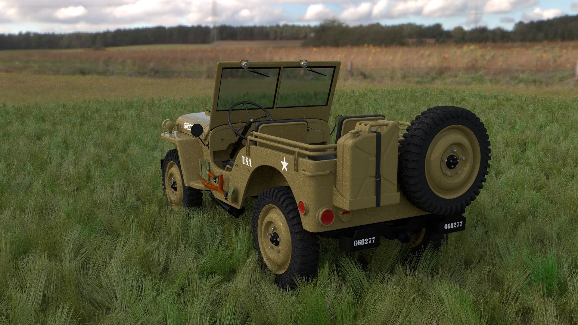 Full w chassis Jeep Willys MB Military Desert HDRI 3D model_19