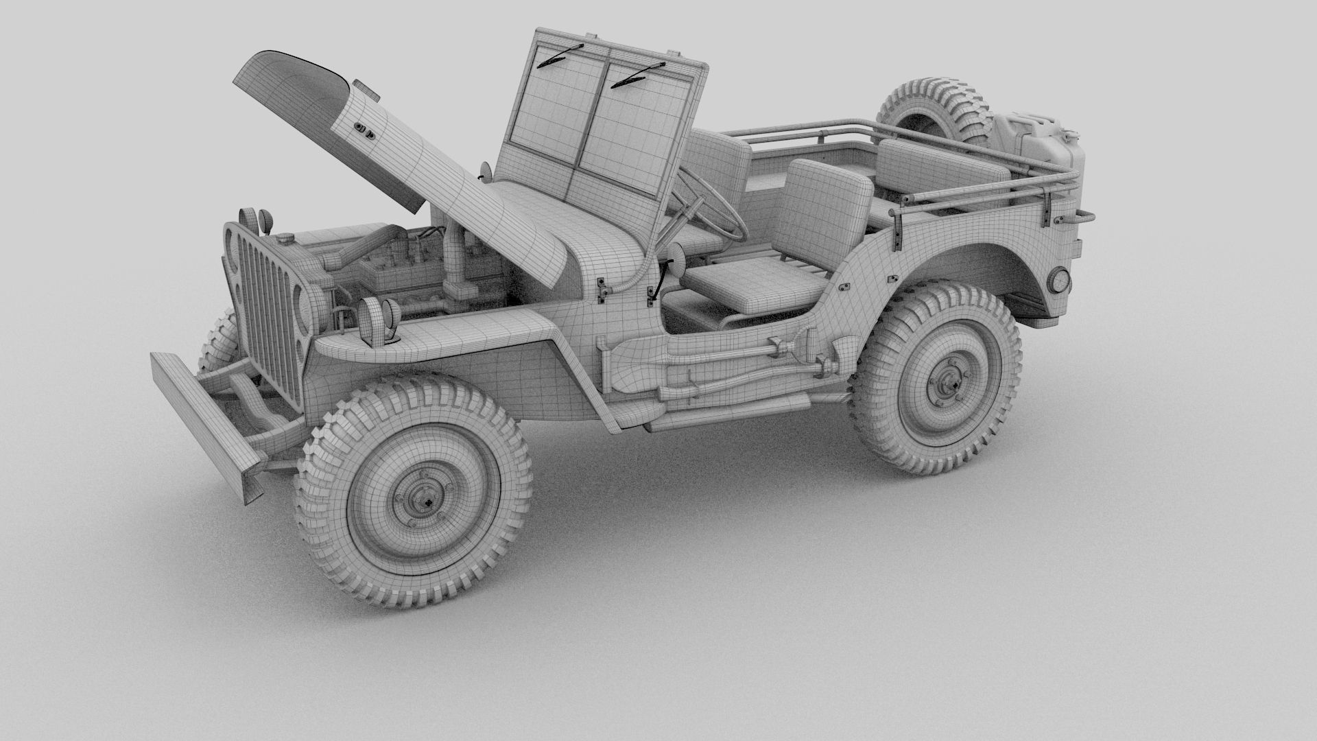 Full w chassis Jeep Willys MB Military Desert HDRI 3D model_75
