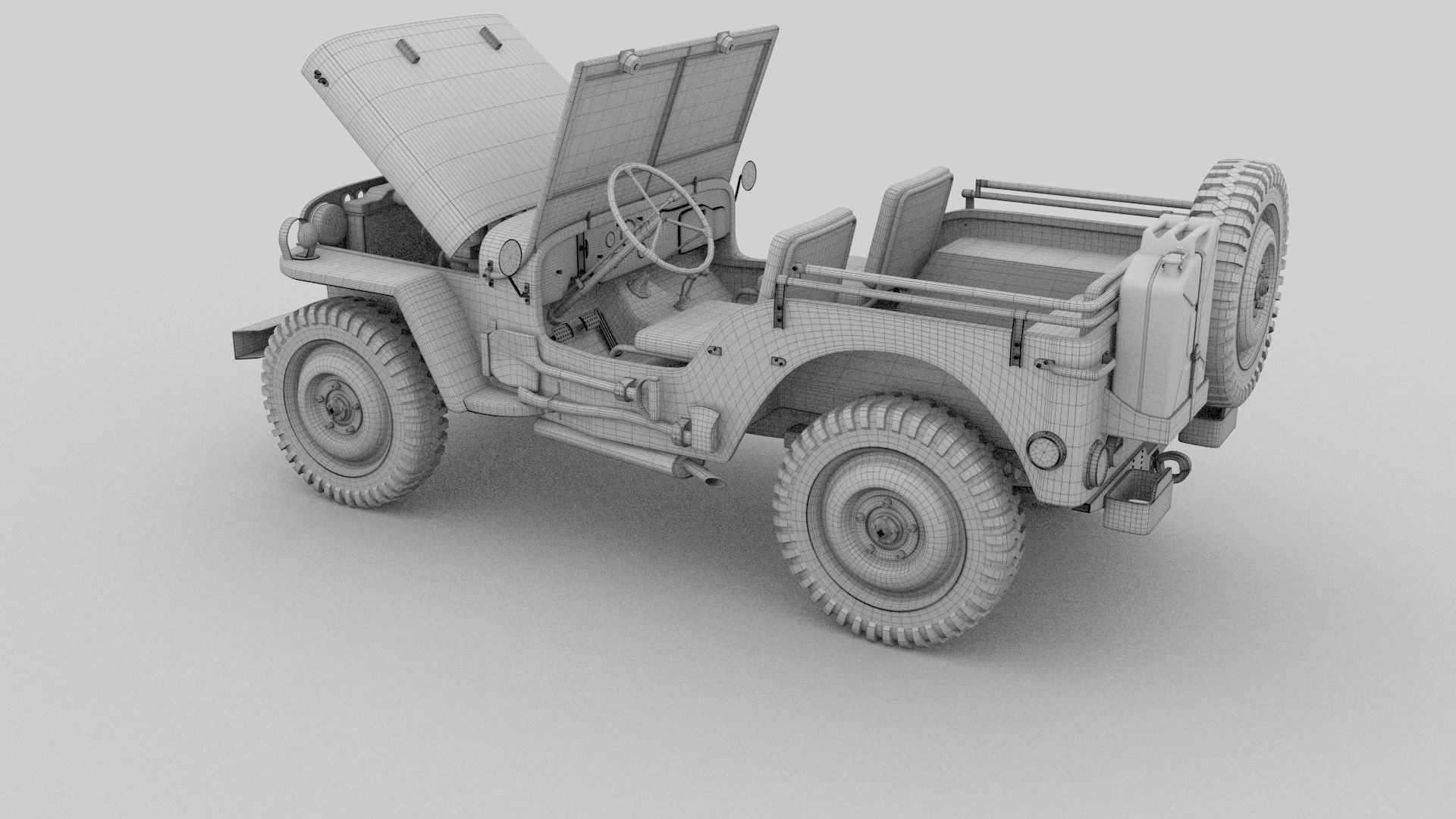 Full w chassis Jeep Willys MB Military Desert HDRI 3D model_76
