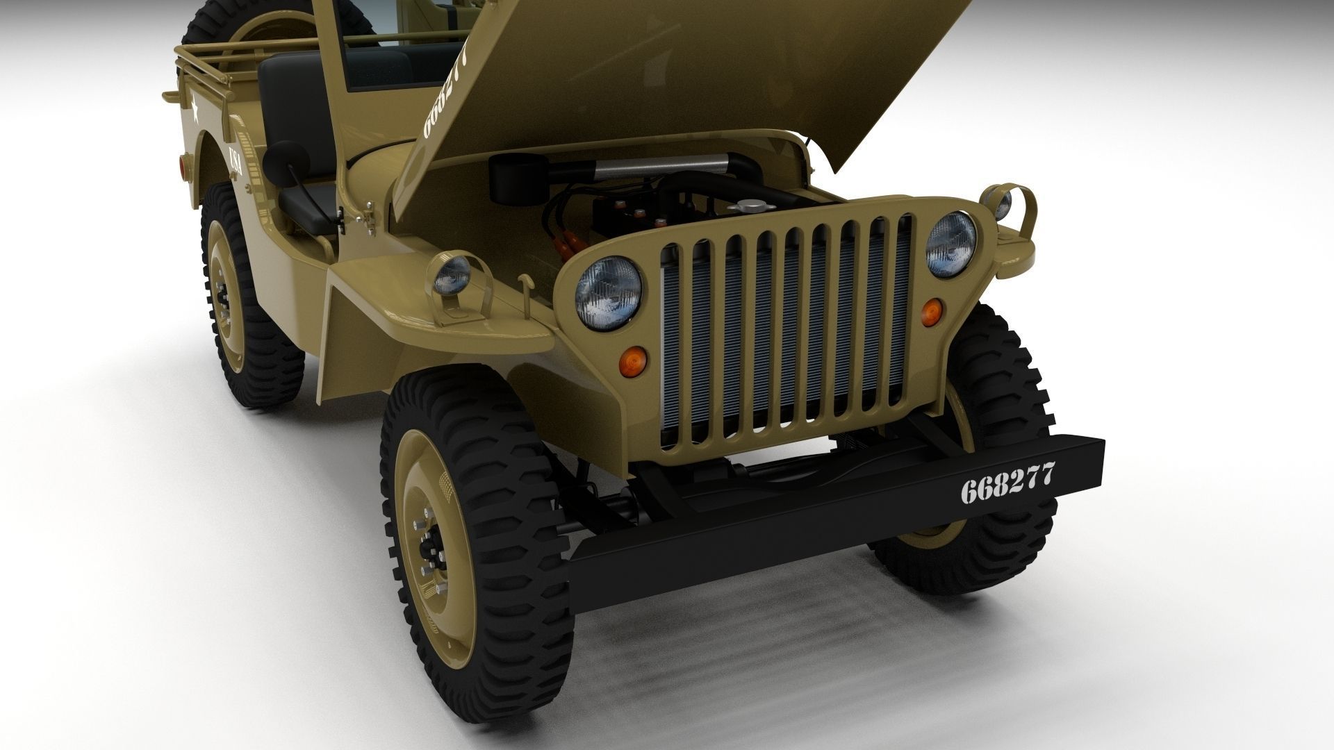 Full w chassis Jeep Willys MB Military Desert HDRI 3D model_1