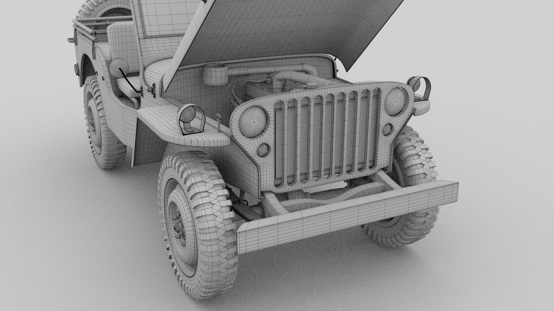 Full w chassis Jeep Willys MB Military Desert HDRI 3D model_79