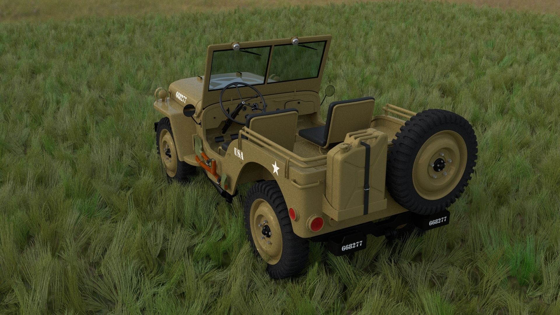 Full w chassis Jeep Willys MB Military Desert HDRI 3D model_26