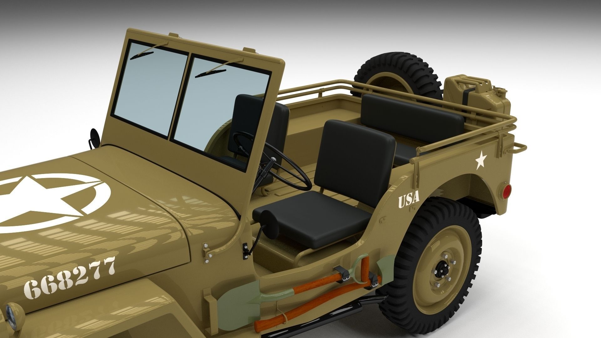 Full w chassis Jeep Willys MB Military Desert HDRI 3D model_28
