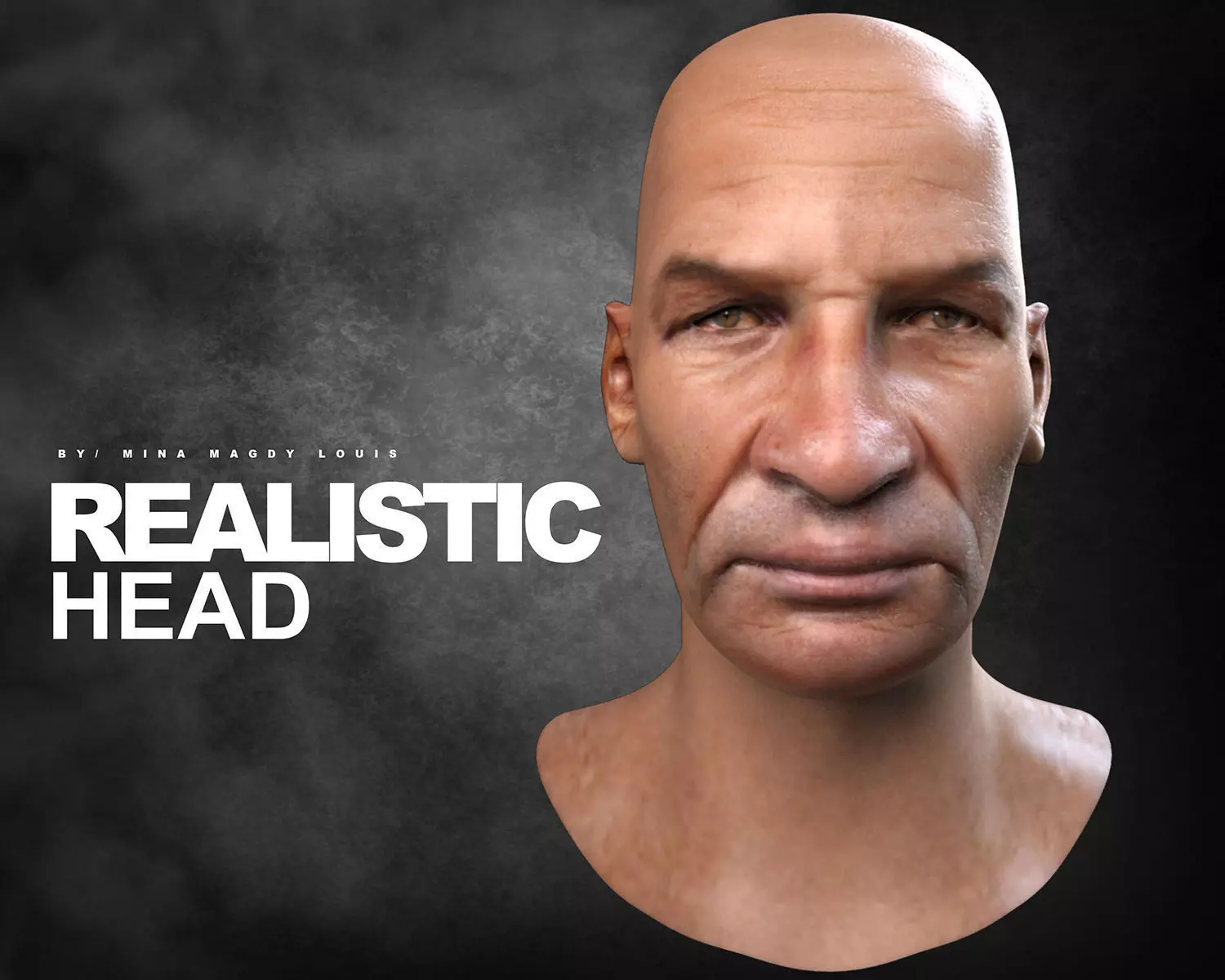 Realistic Head  Low-poly 3D model_0