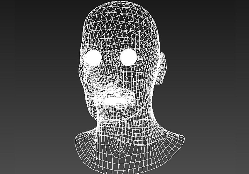 Realistic Head  Low-poly 3D model_8