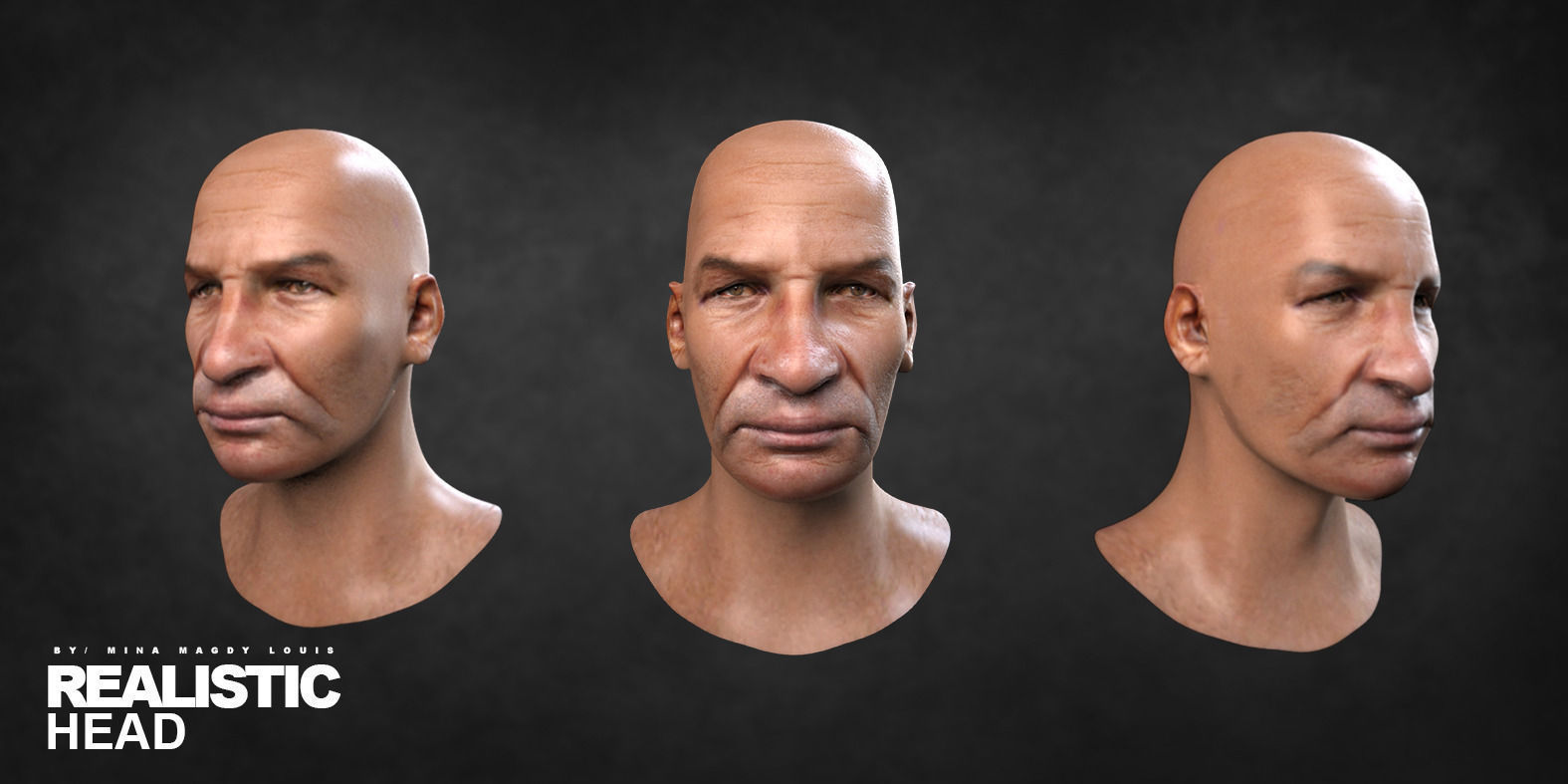 Realistic Head  Low-poly 3D model_1