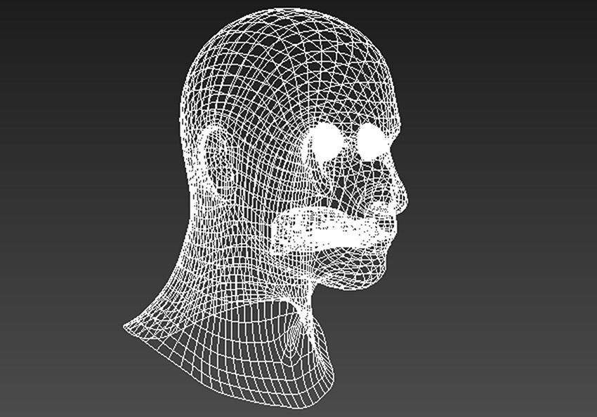 Realistic Head  Low-poly 3D model_9