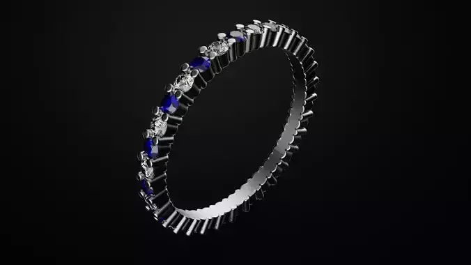 Ring with diamonds and sapphires   III   rubies