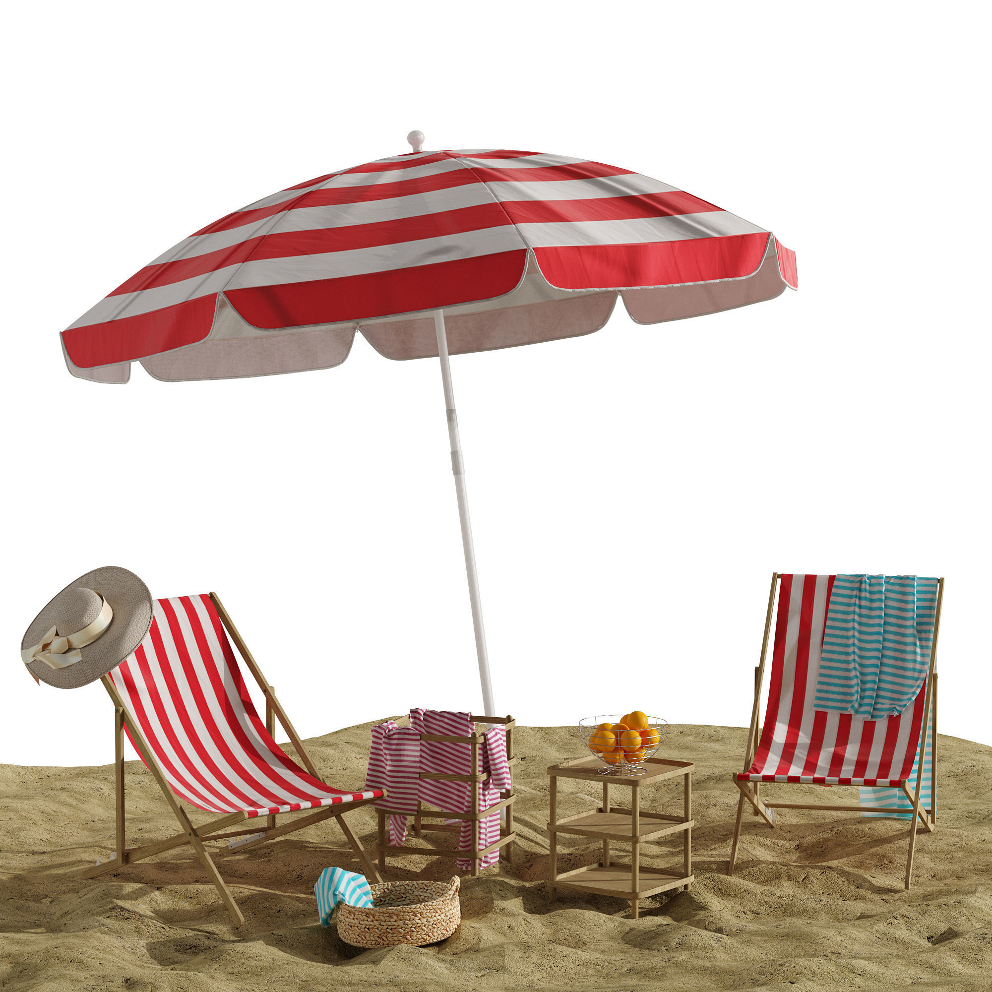 Beach lounge outdoor set 11 3D model_13