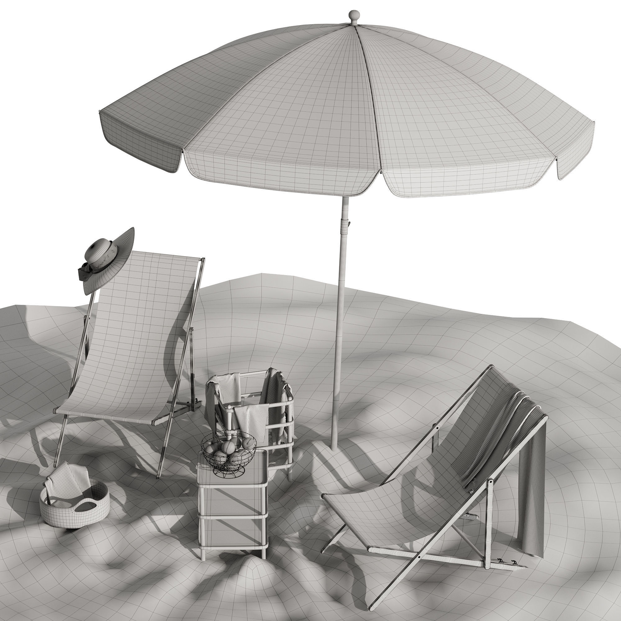 Beach lounge outdoor set 11 3D model_16
