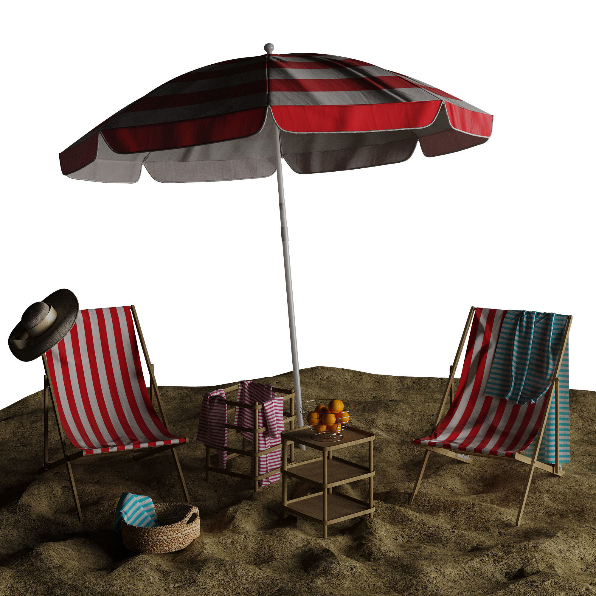 Beach lounge outdoor set 11 3D model_21