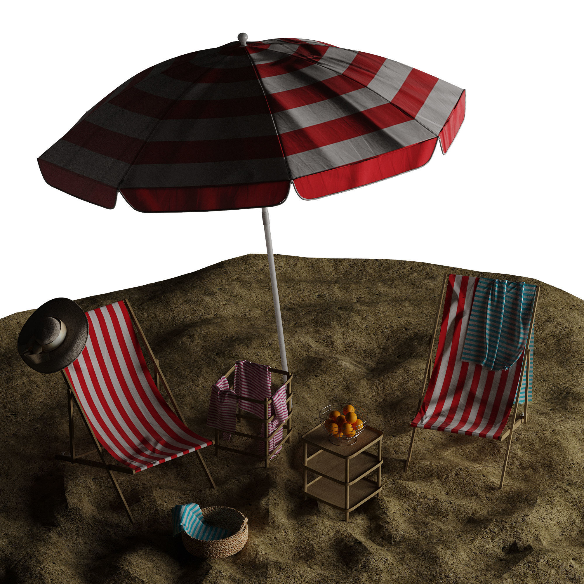 Beach lounge outdoor set 11 3D model_27