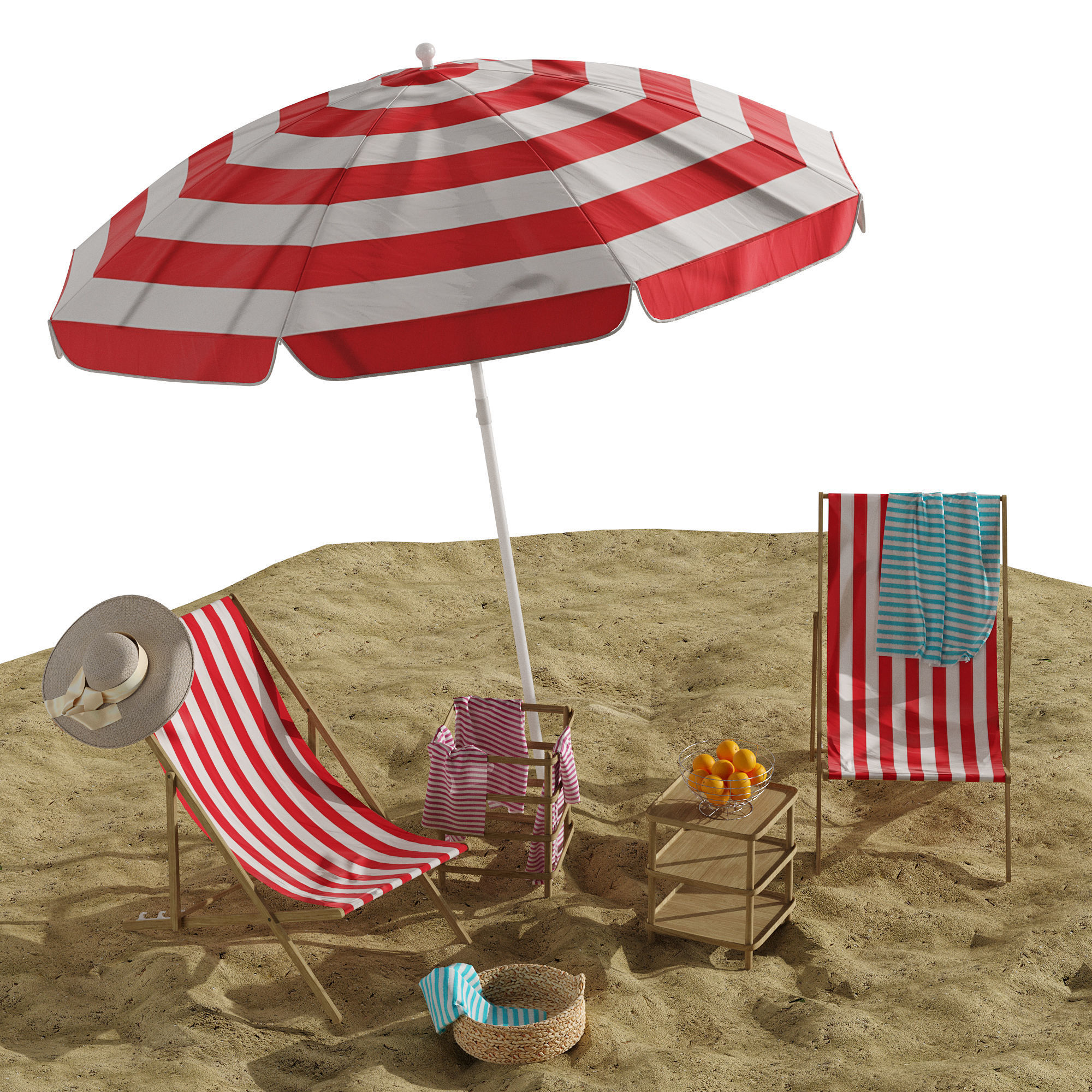 Beach lounge outdoor set 11 3D model_12
