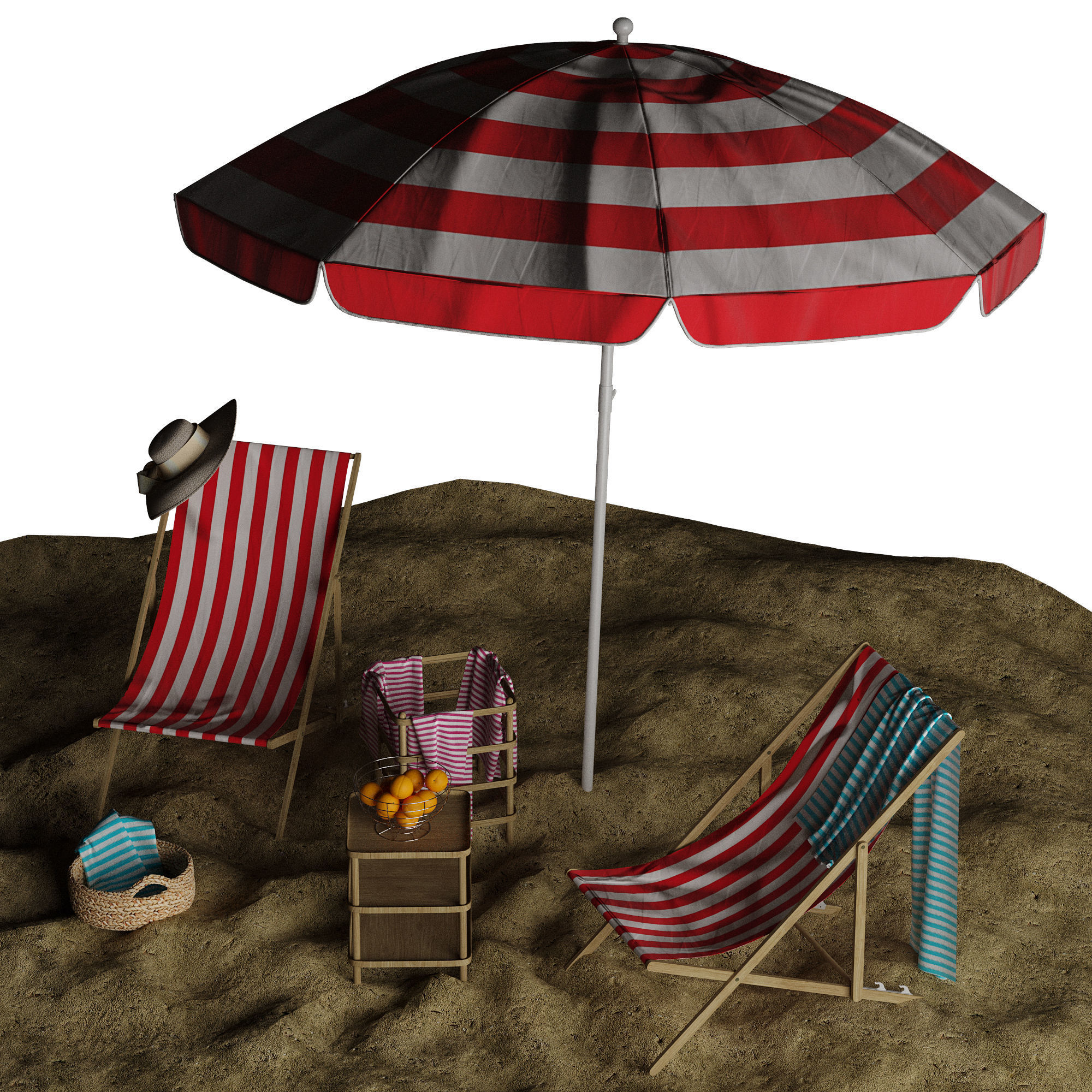 Beach lounge outdoor set 11 3D model_26