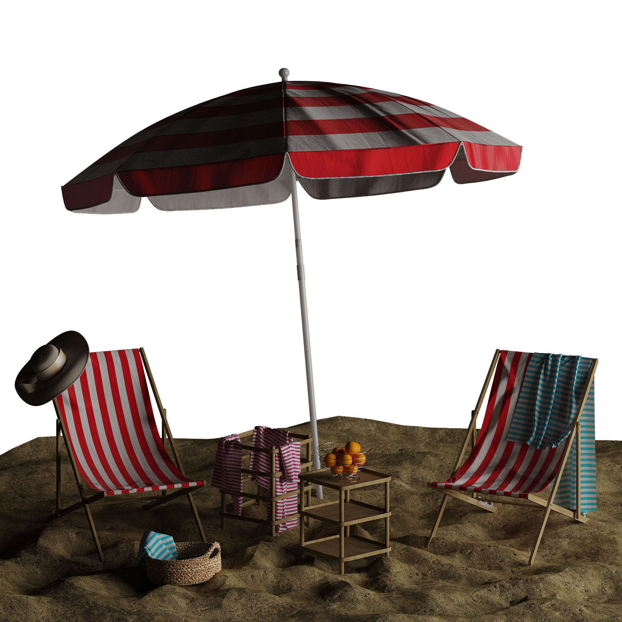 Beach lounge outdoor set 11 3D model_22