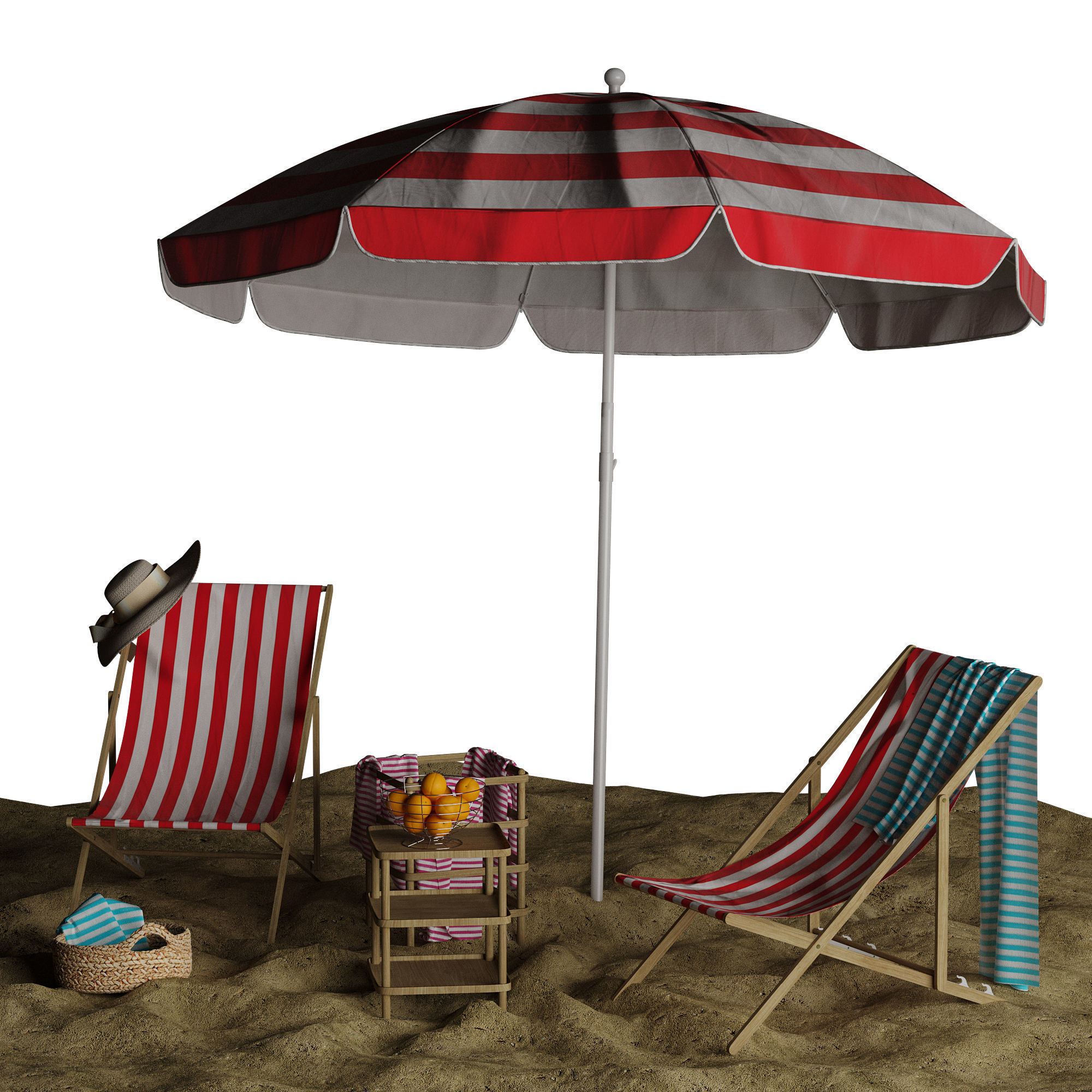 Beach lounge outdoor set 11 3D model_25