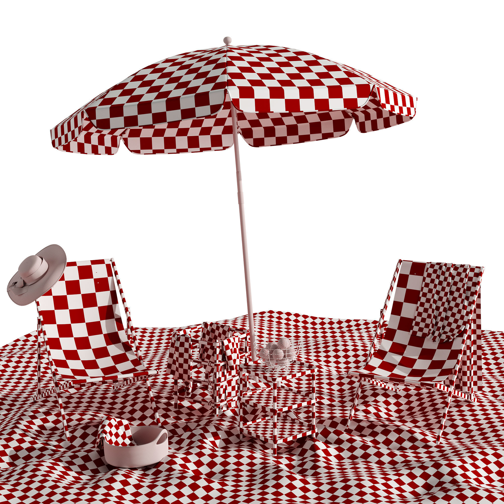 Beach lounge outdoor set 11 3D model_8