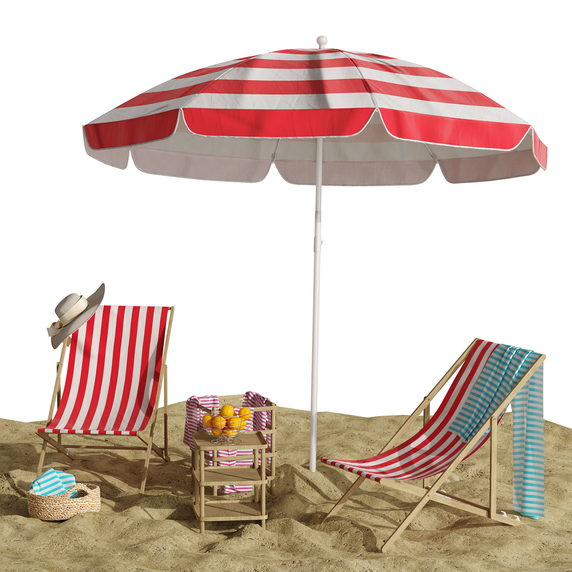 Beach lounge outdoor set 11 3D model_4