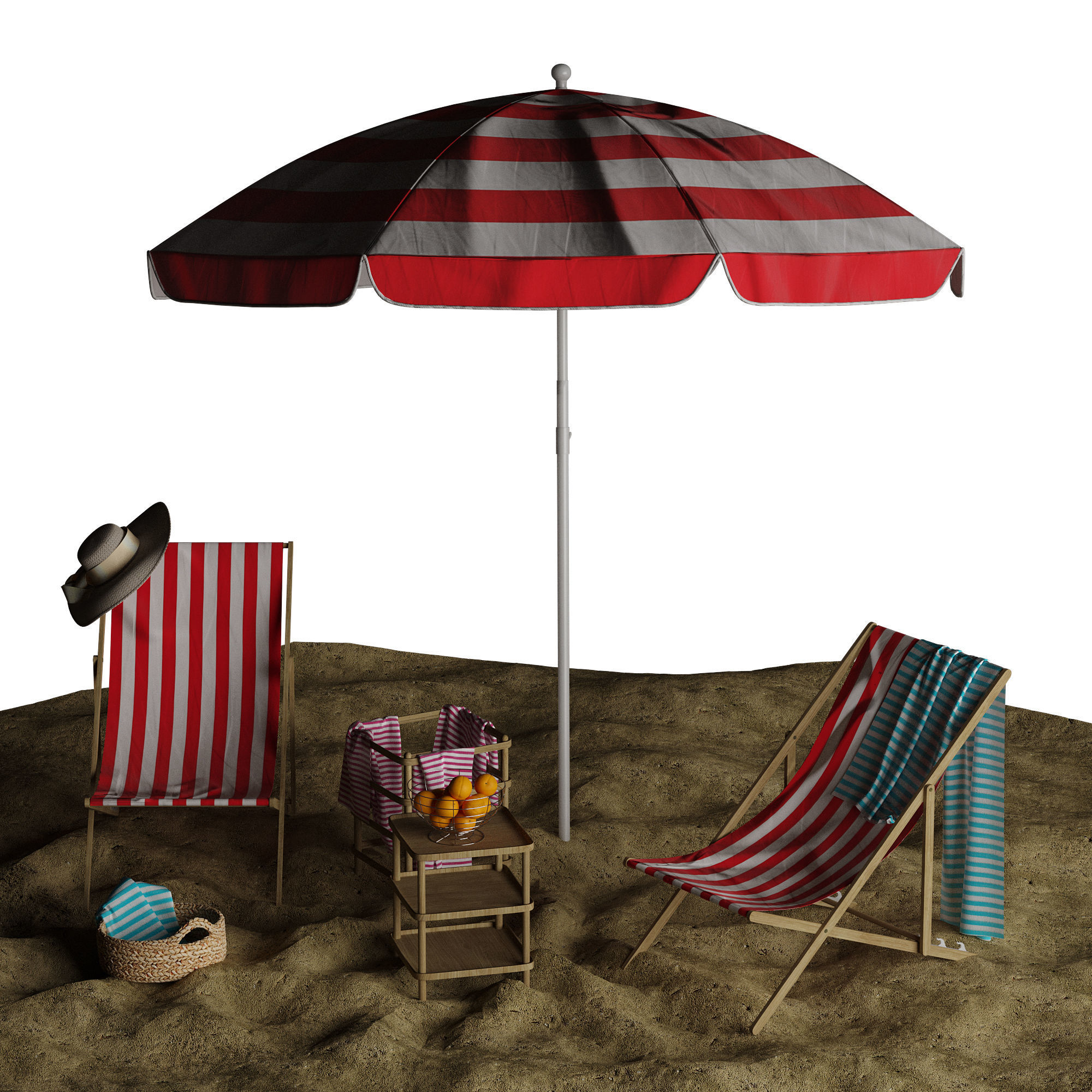 Beach lounge outdoor set 11 3D model_23