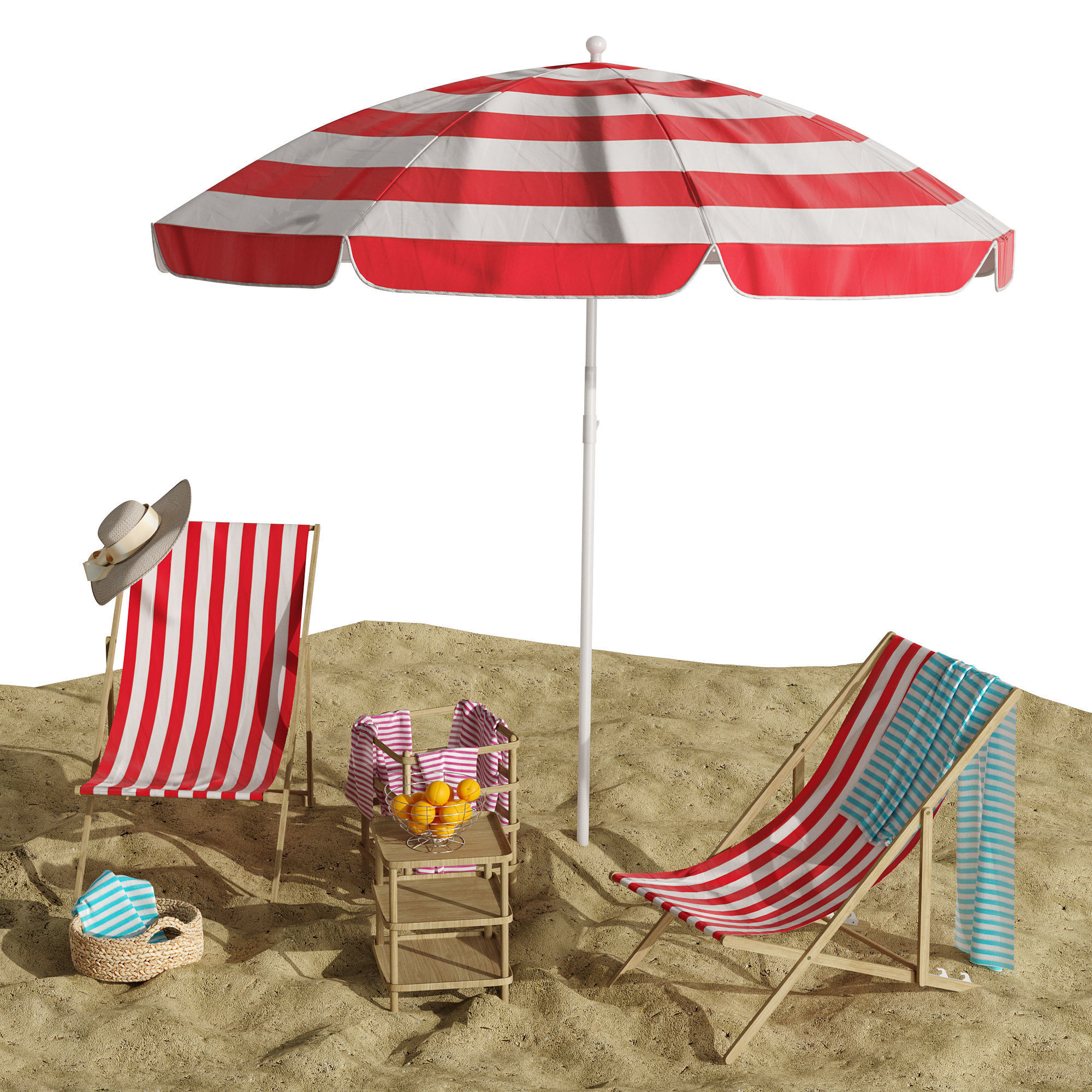 Beach lounge outdoor set 11 3D model_3
