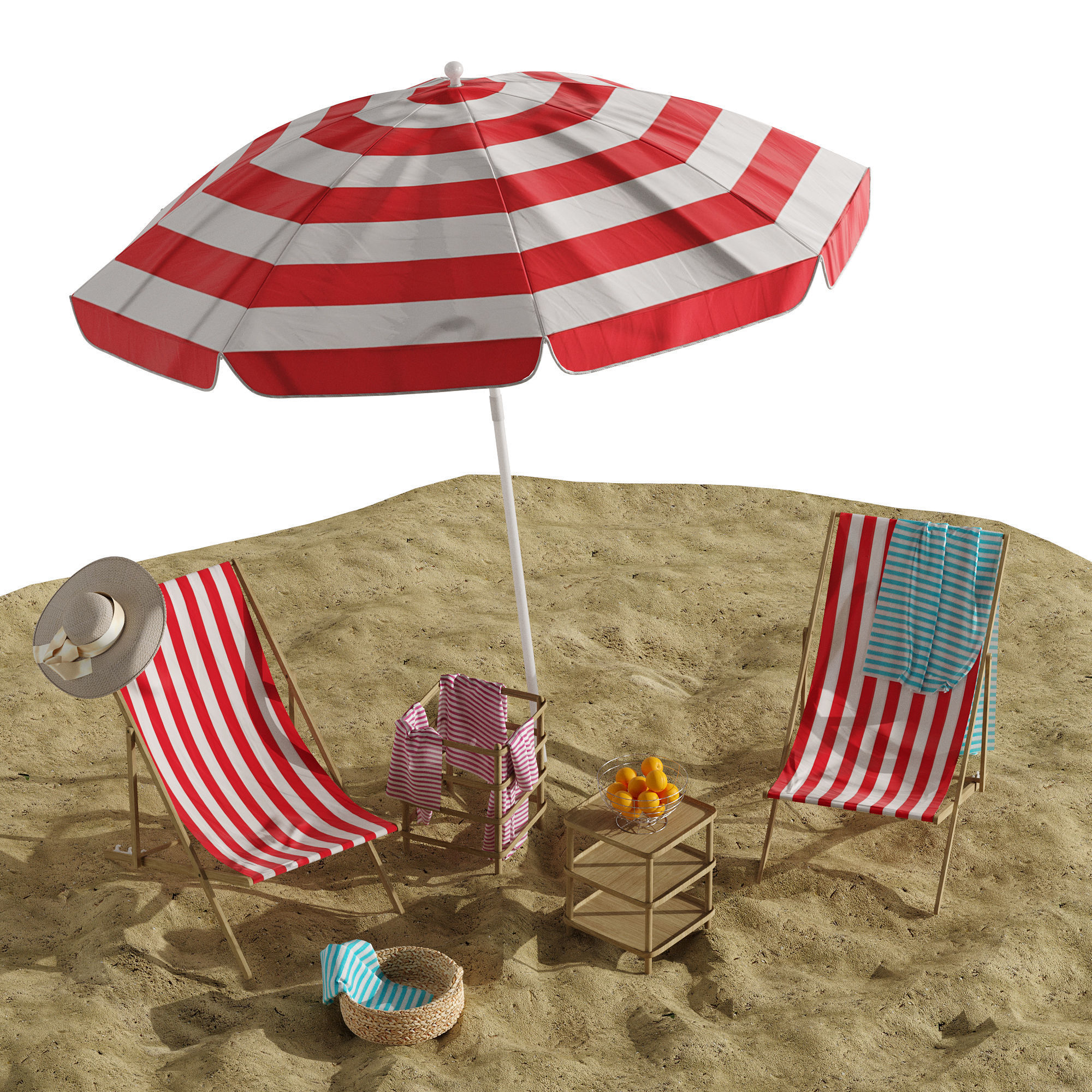 Beach lounge outdoor set 11 3D model_6