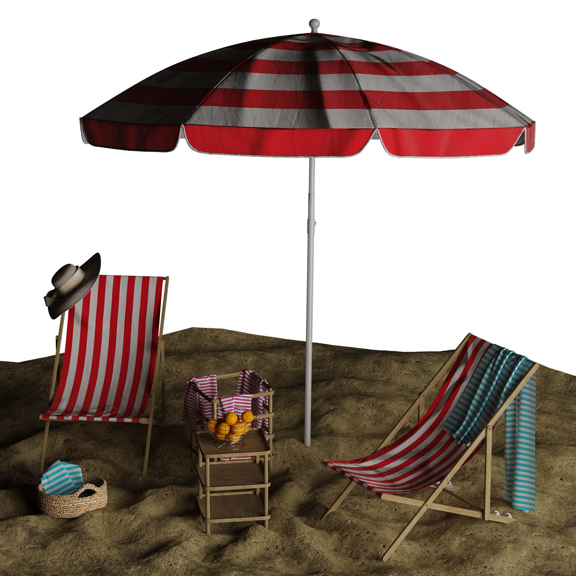 Beach lounge outdoor set 11 3D model_24