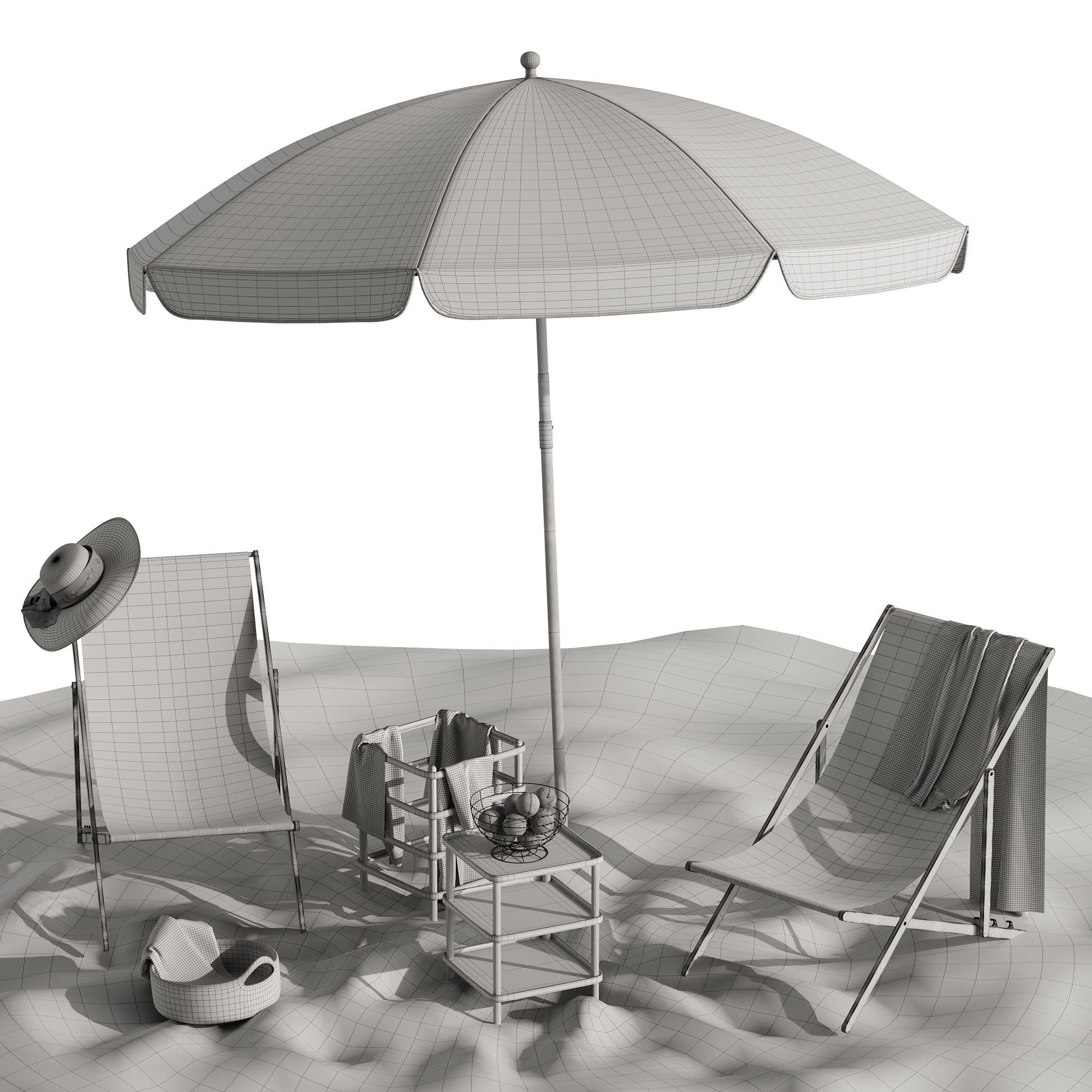 Beach lounge outdoor set 11 3D model_17