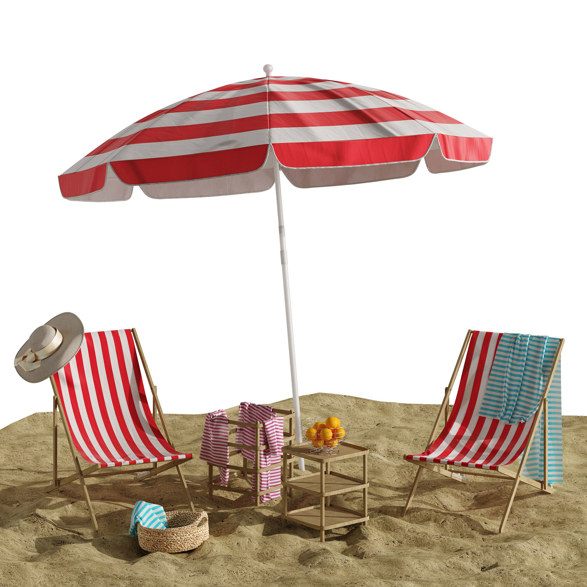 Beach lounge outdoor set 11 3D model_9