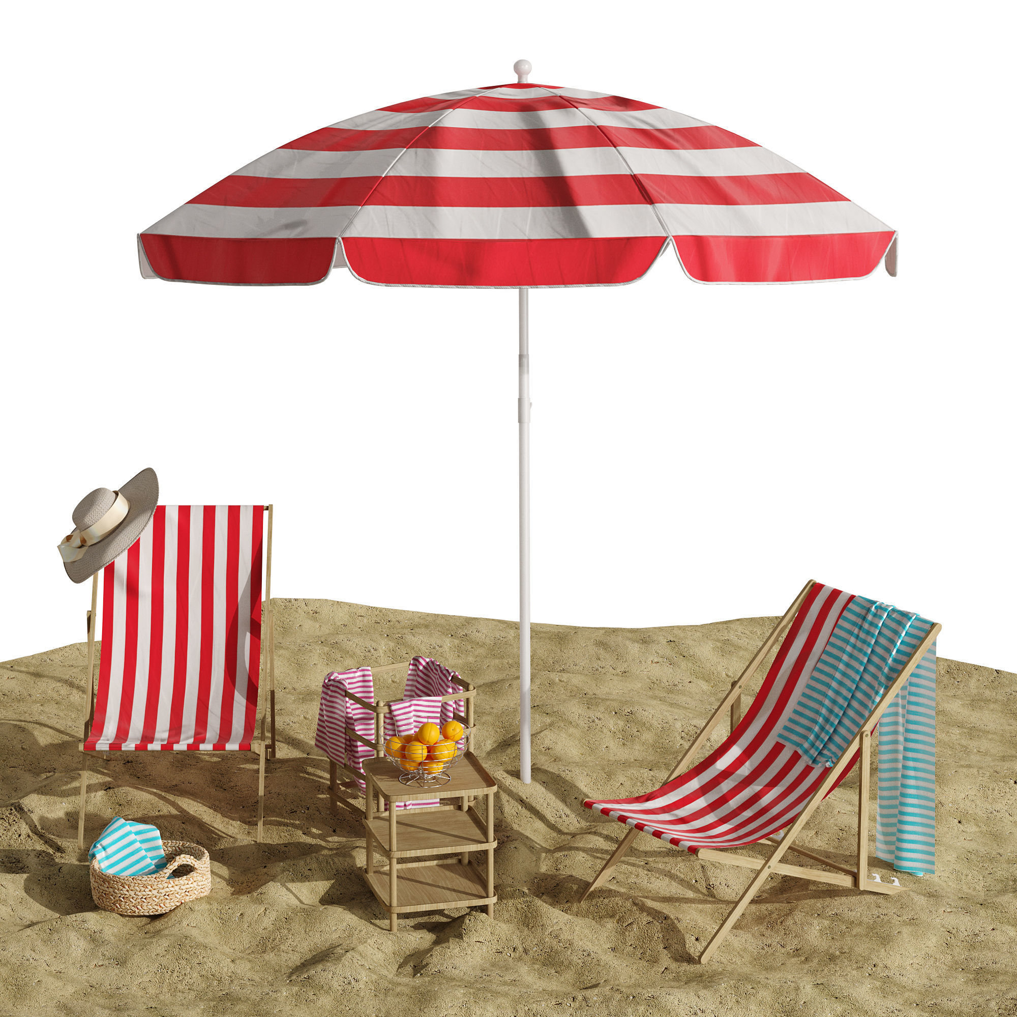Beach lounge outdoor set 11 3D model_2