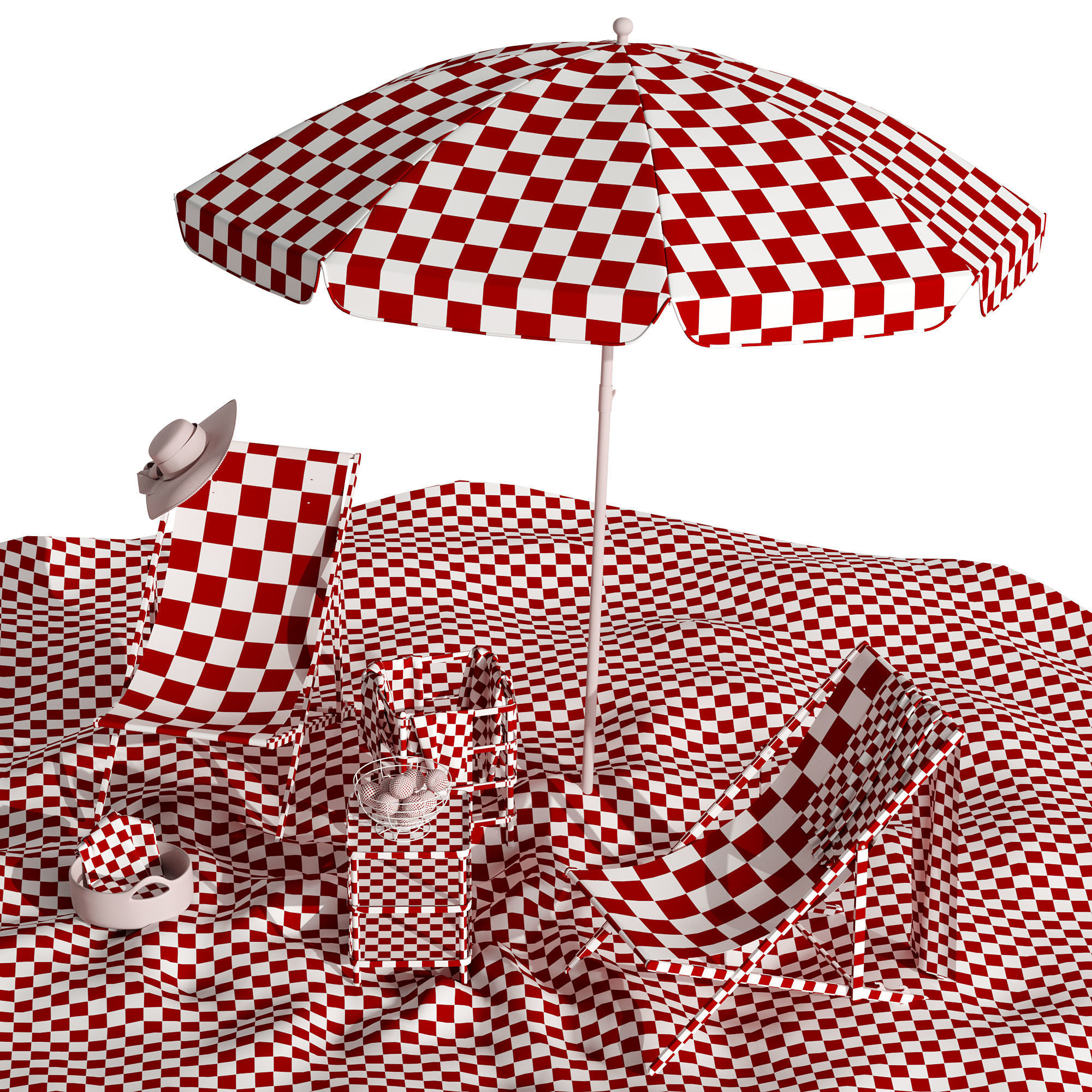 Beach lounge outdoor set 11 3D model_19