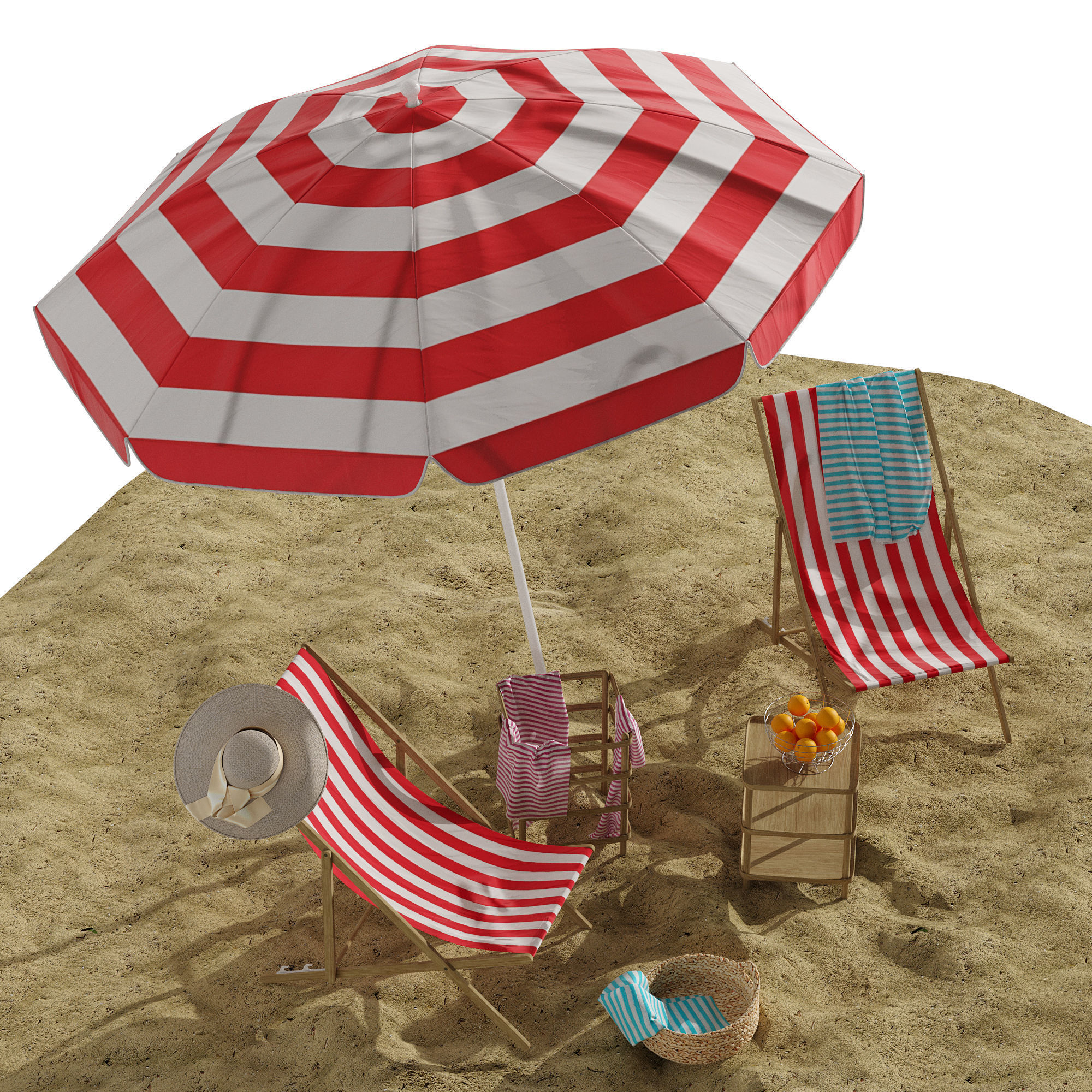 Beach lounge outdoor set 11 3D model_5