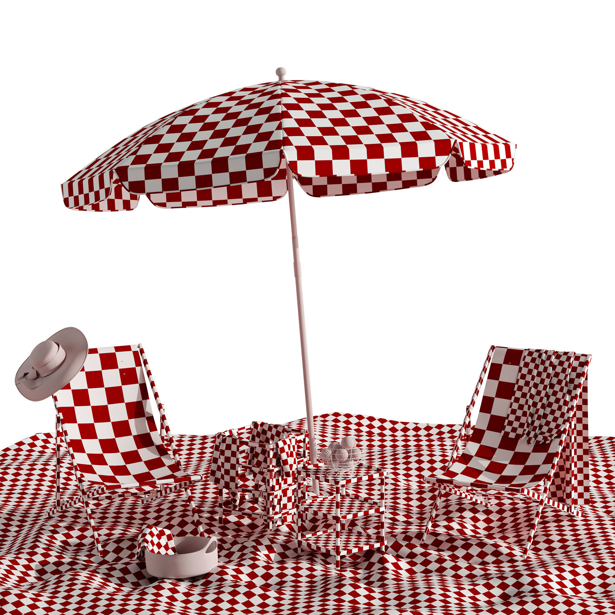 Beach lounge outdoor set 11 3D model_11