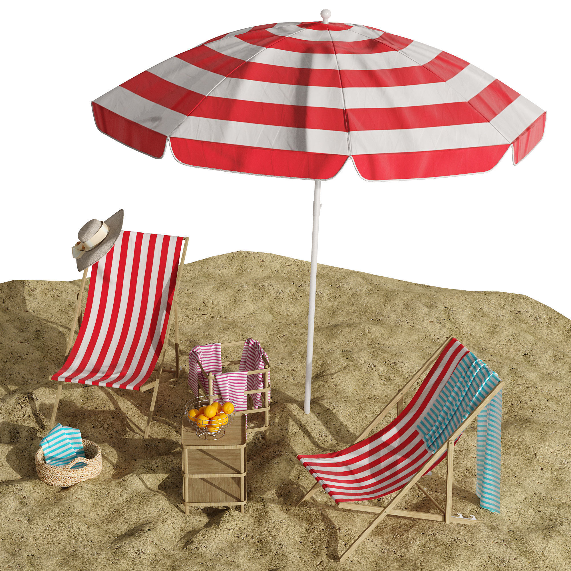 Beach lounge outdoor set 11 3D model_14