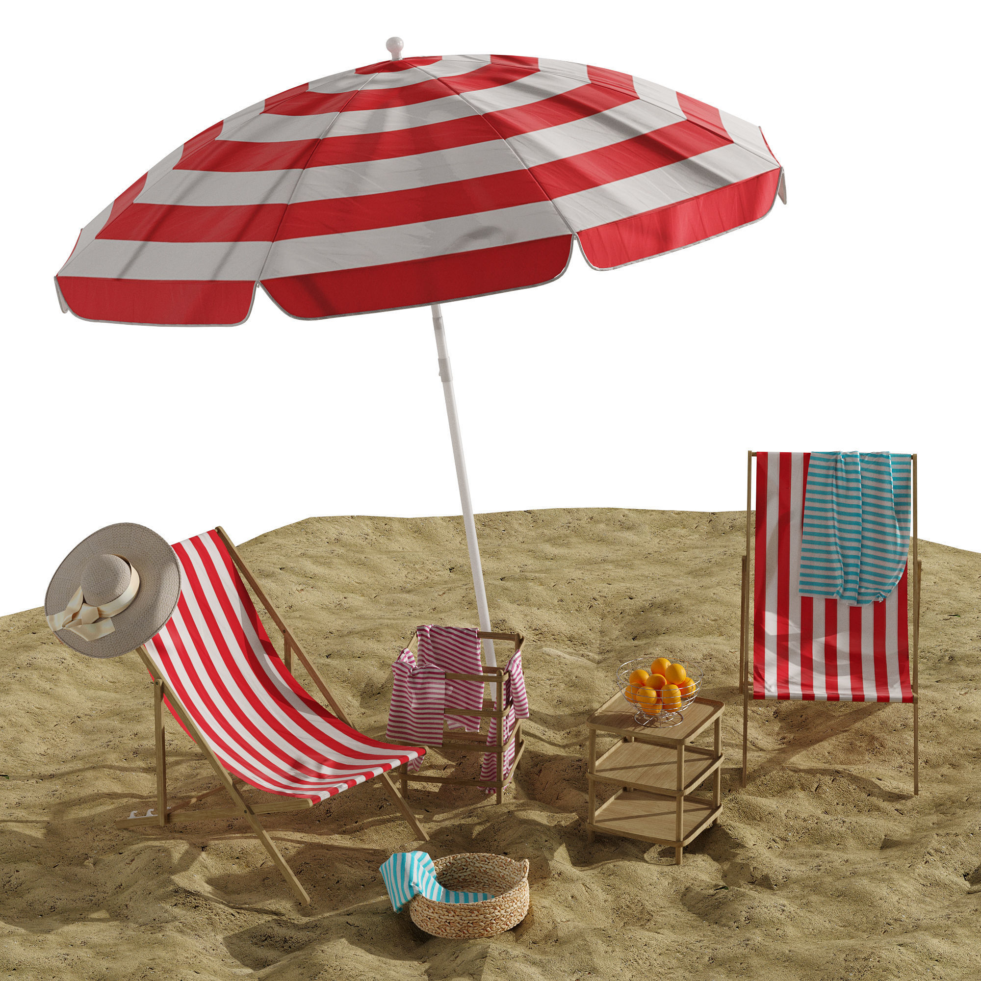 Beach lounge outdoor set 11 3D model_1